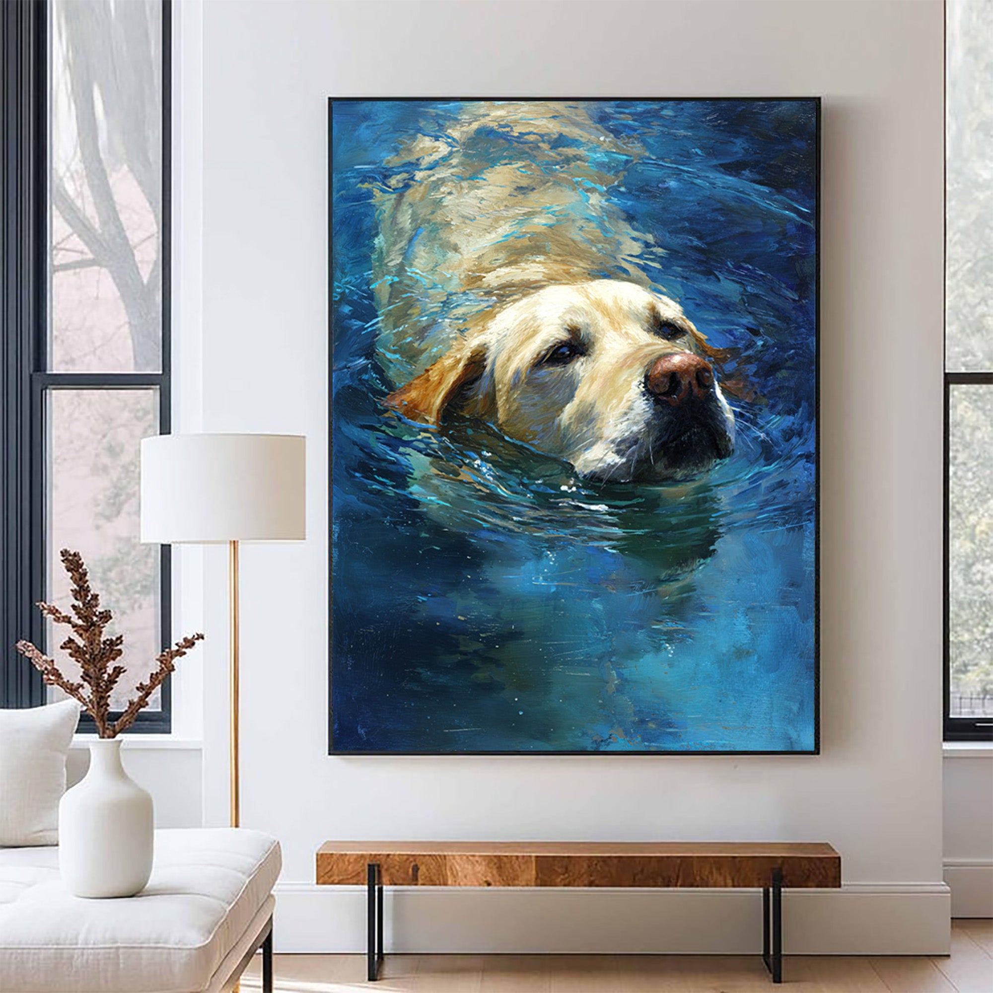 Swimming Dog Canvas Art-G01