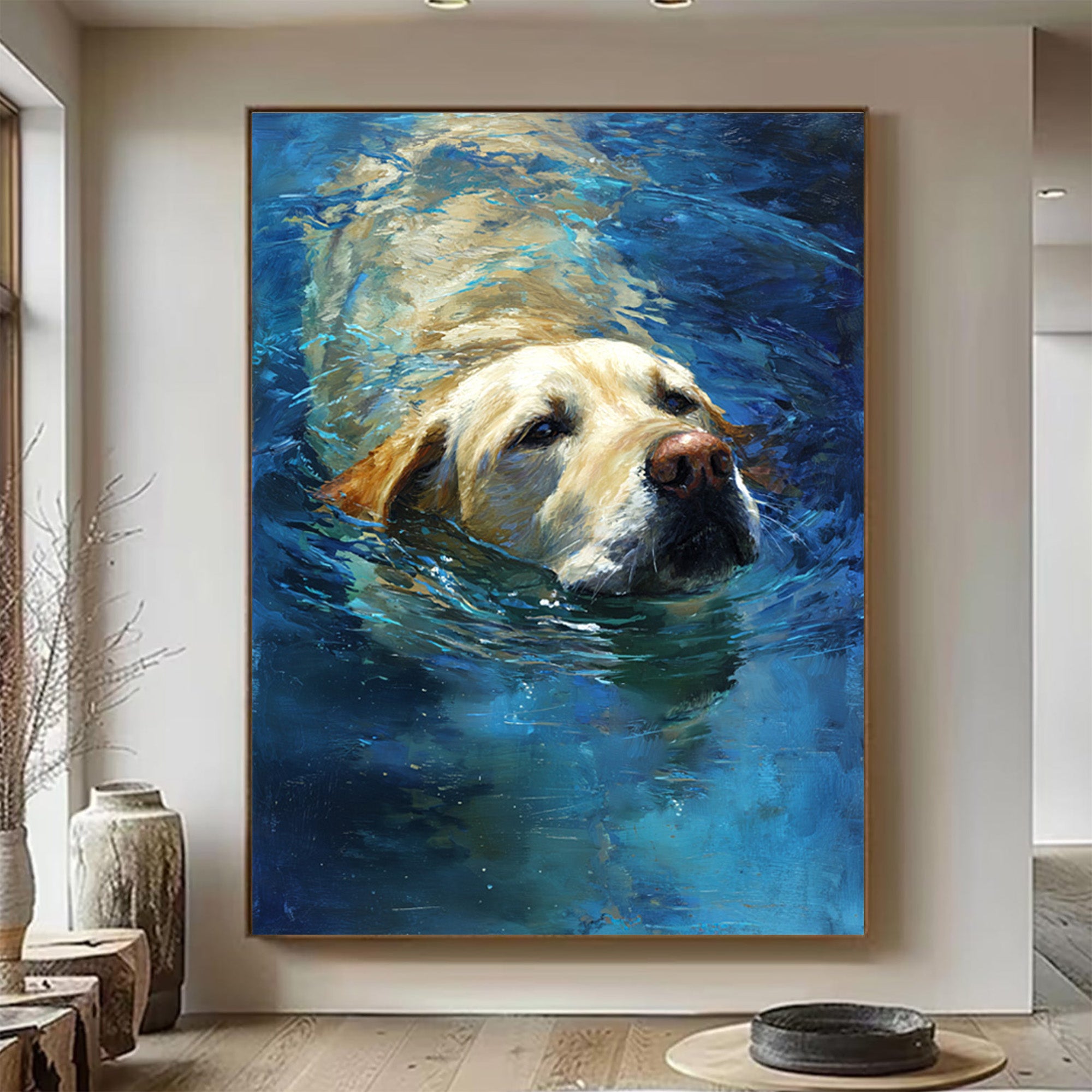Swimming Dog Canvas Art-G01