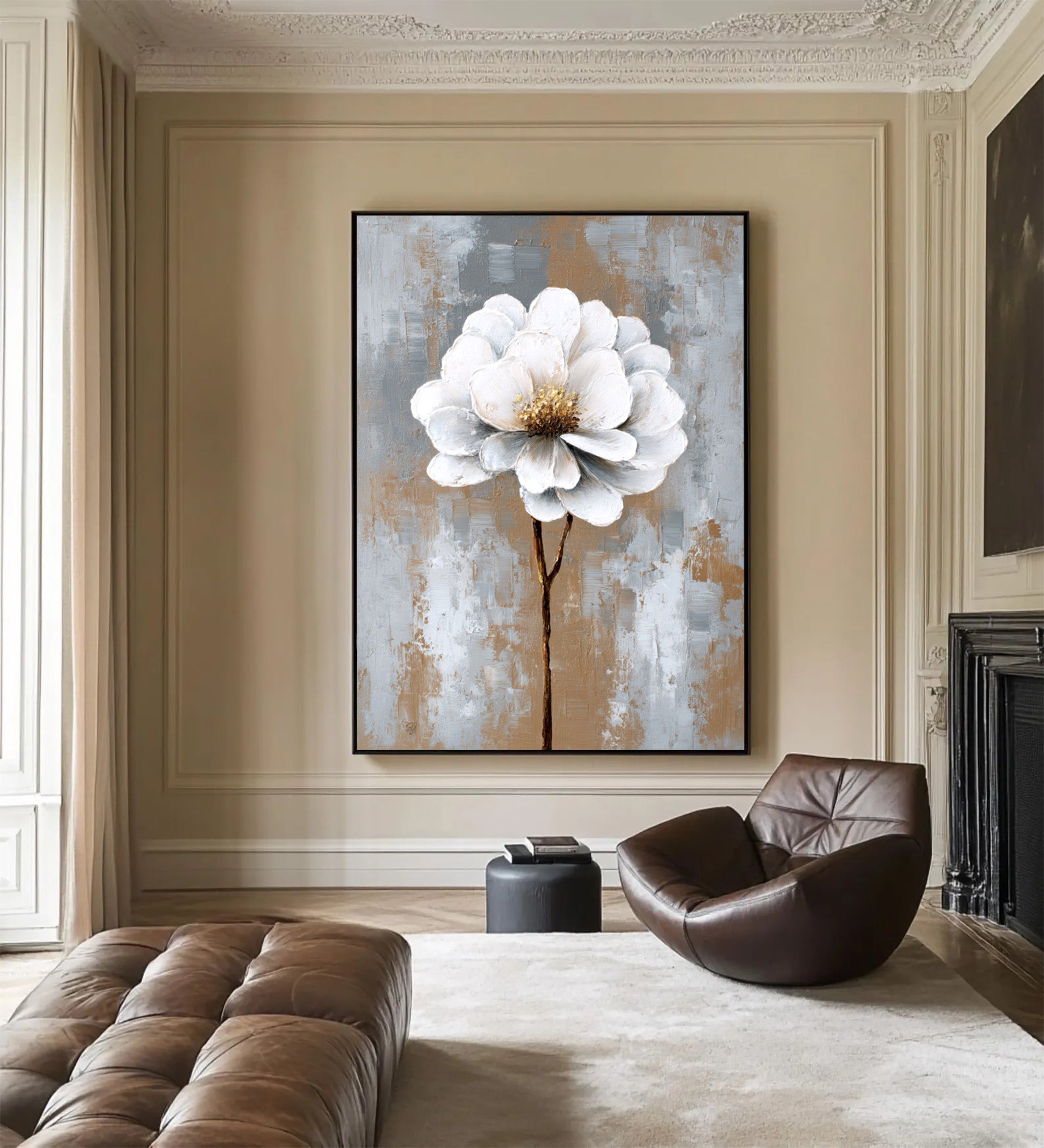 White Gray Flower Art