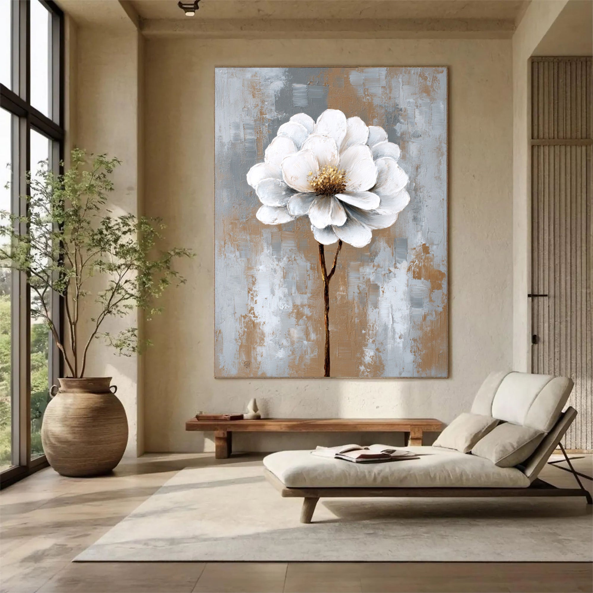 White Gray Flower Art