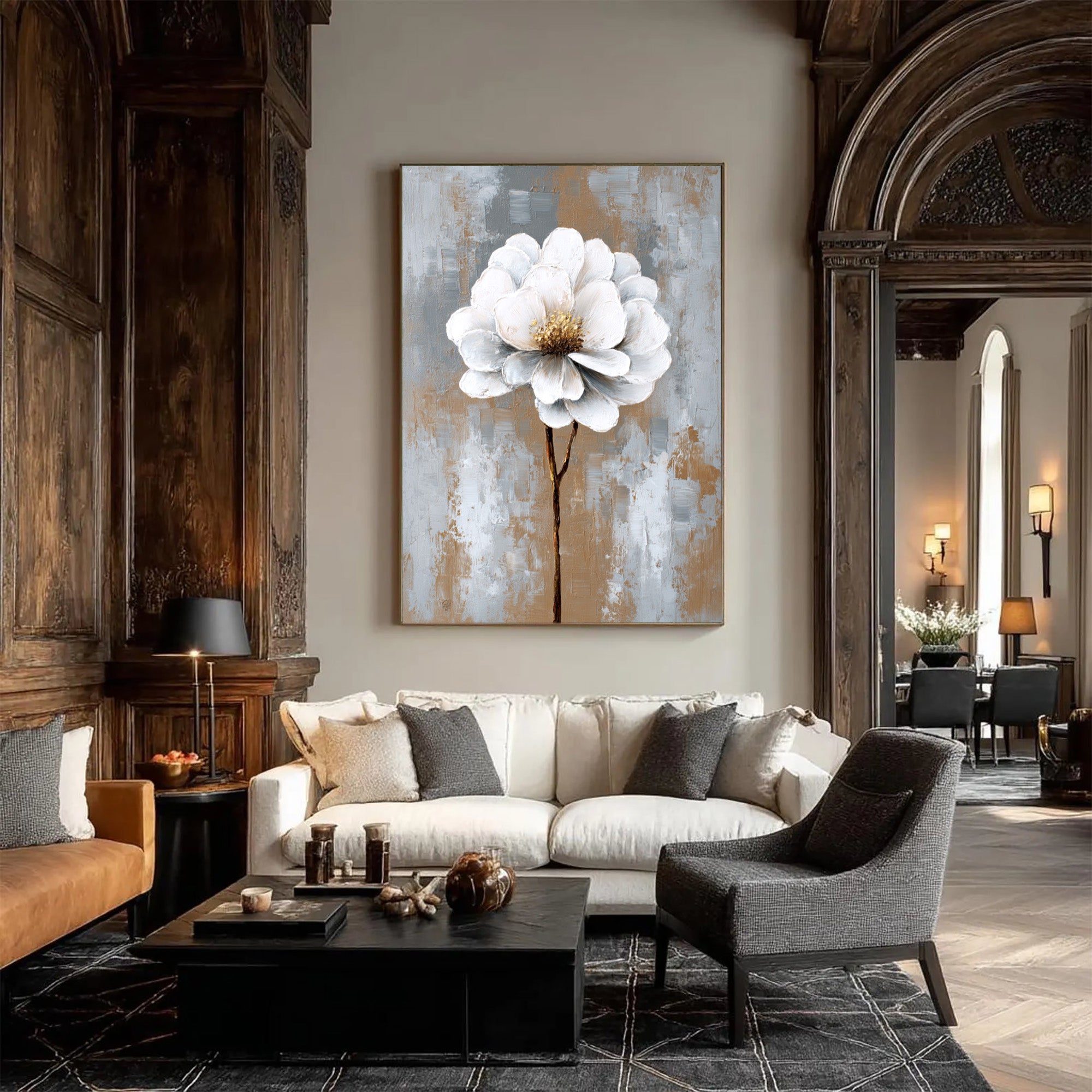 White Gray Flower Art