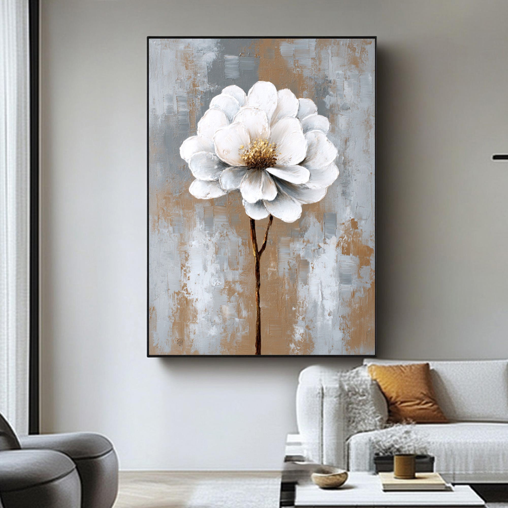 White Gray Flower Art
