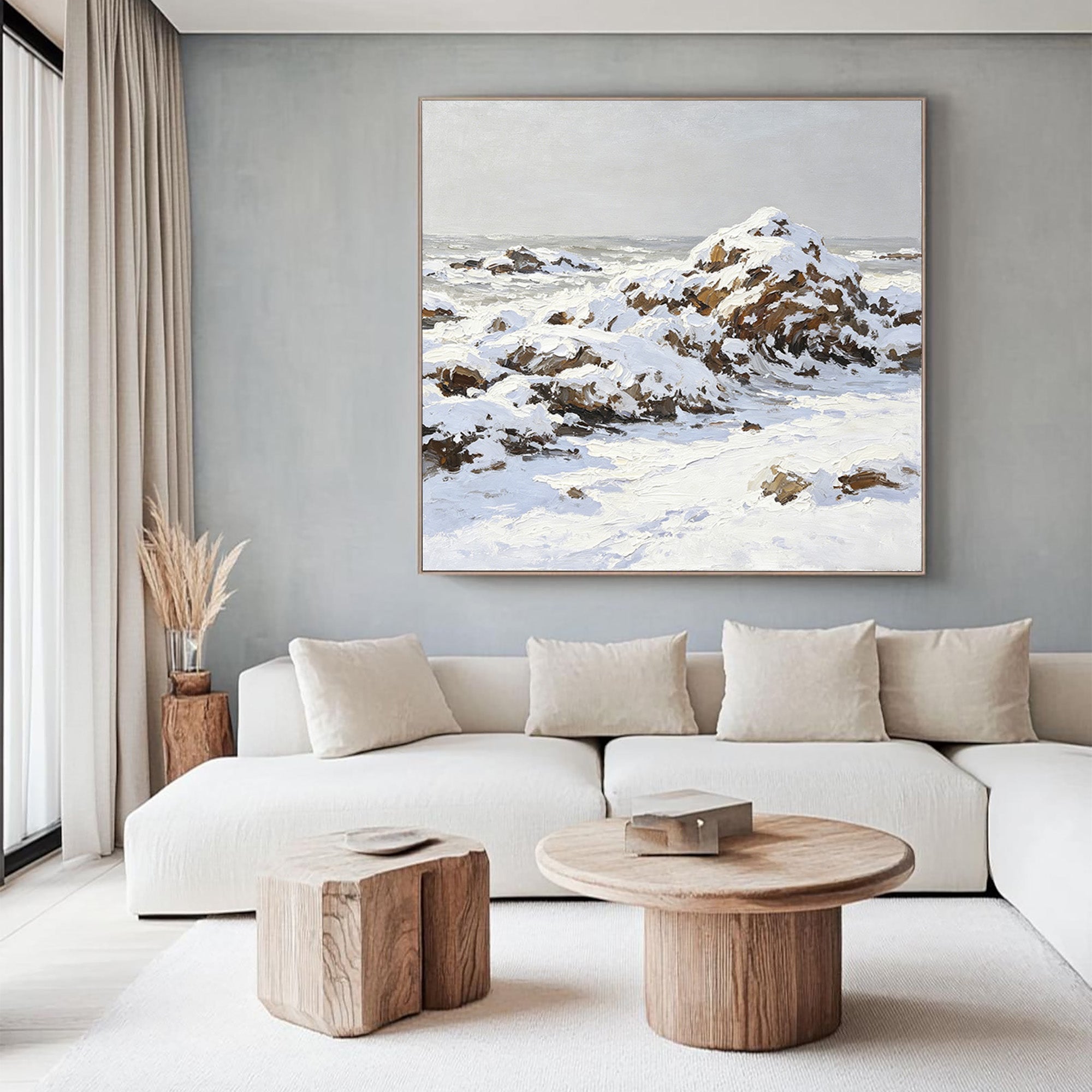 Snowy Coastal Oil Painting