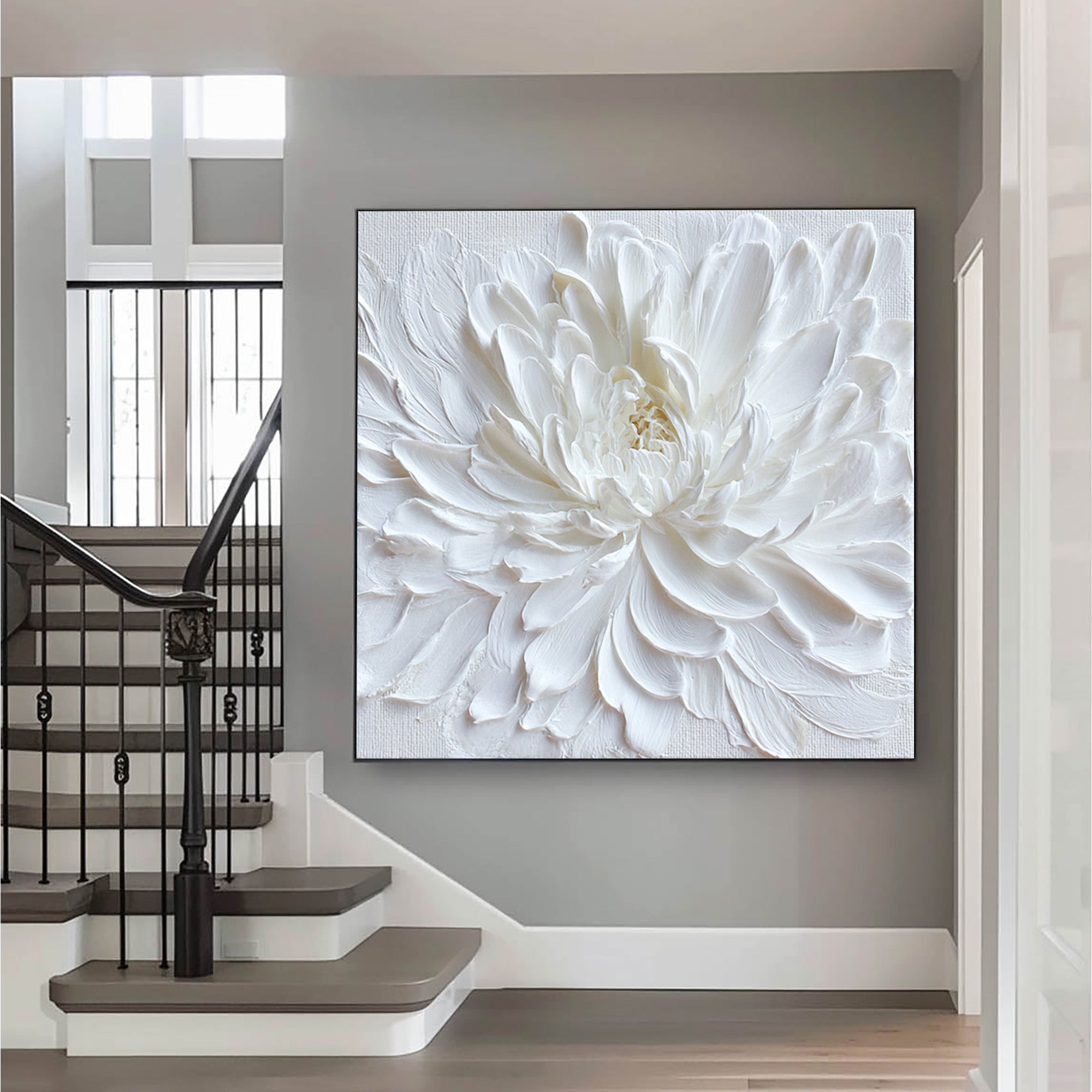 3D White Flower Art--WF001