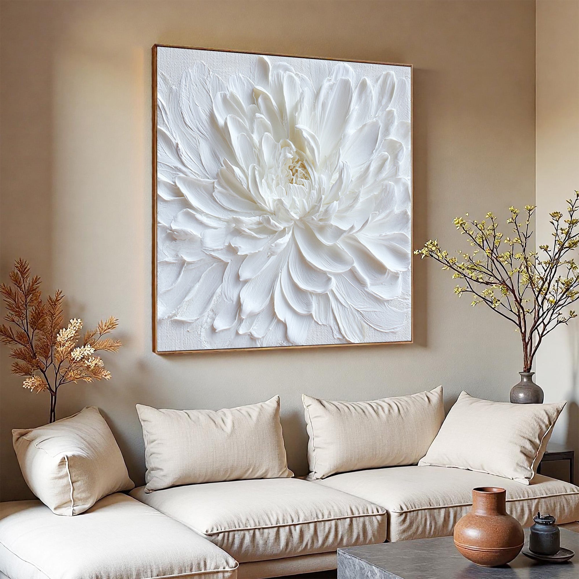 3D White Flower Art--WF001