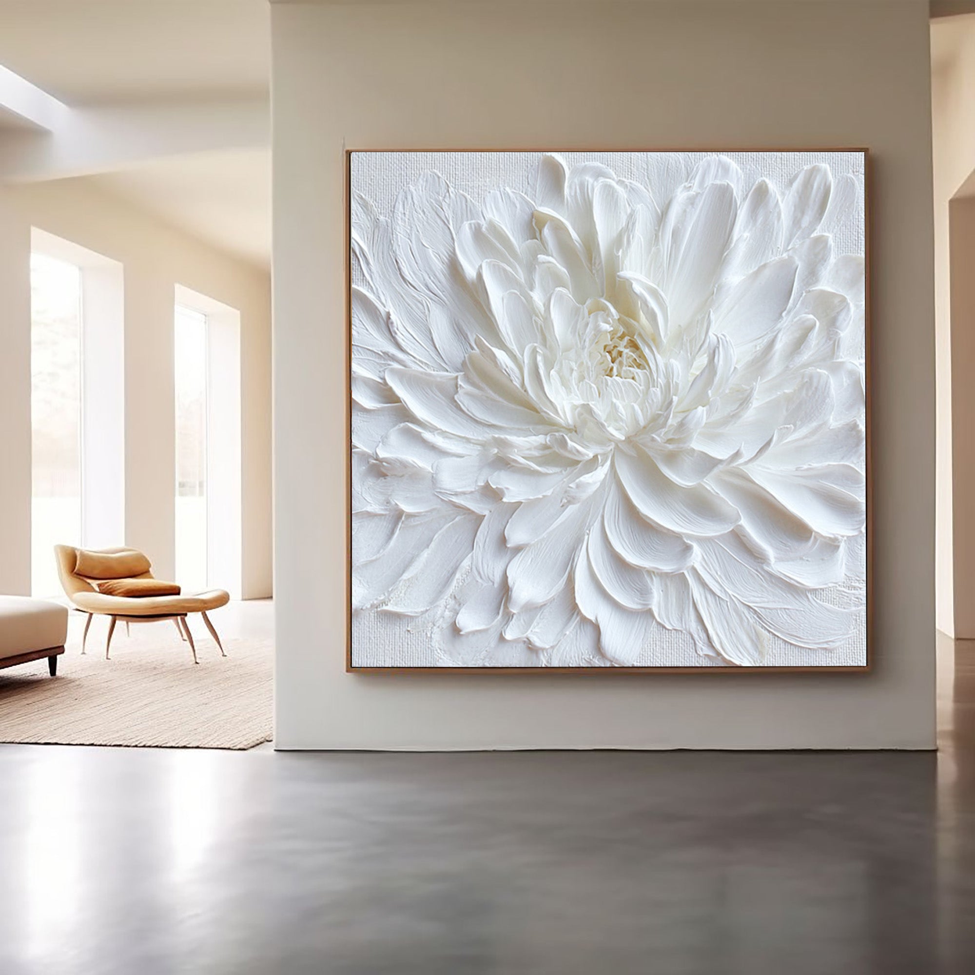 3D White Flower Art--WF001