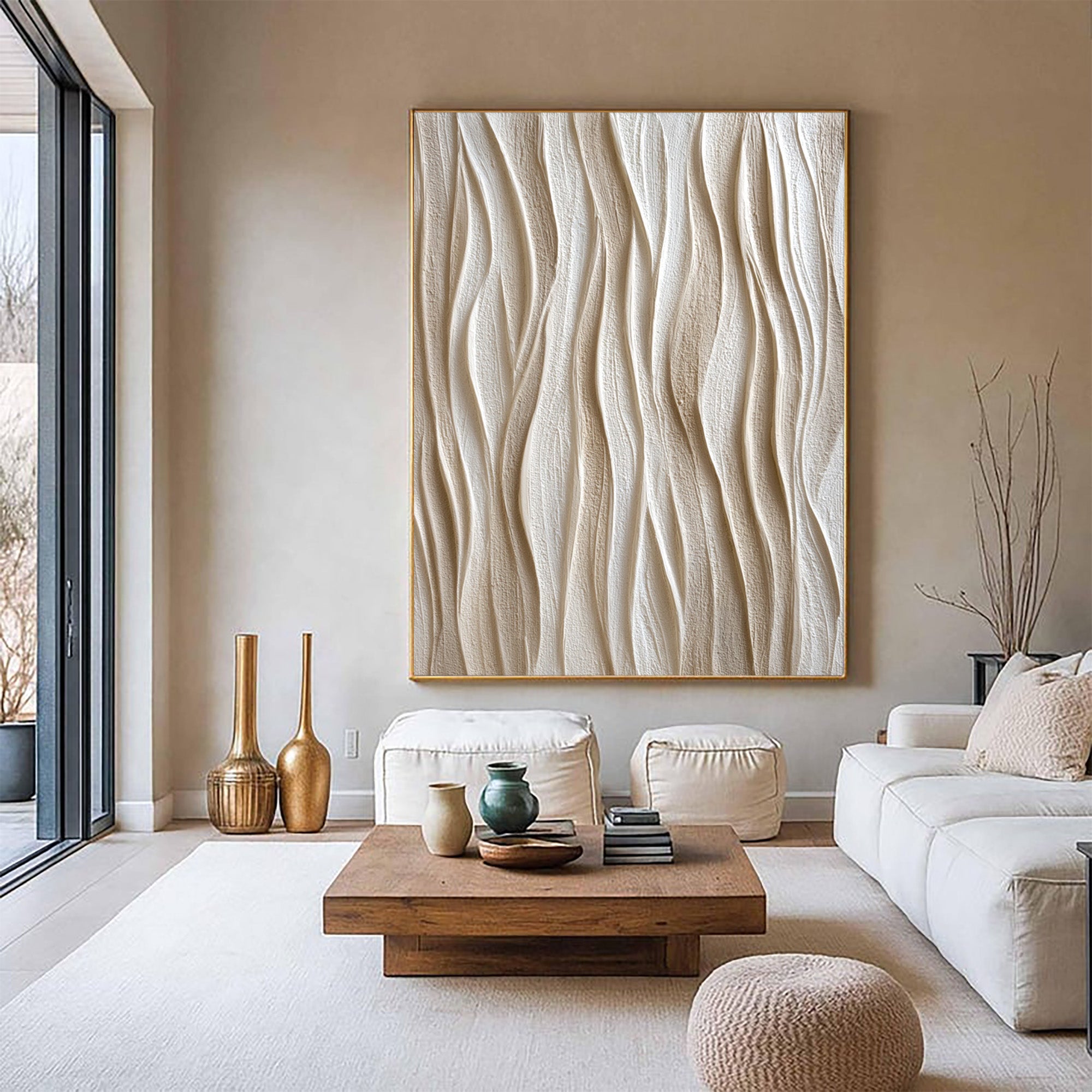 Beige Textured Art--#V002