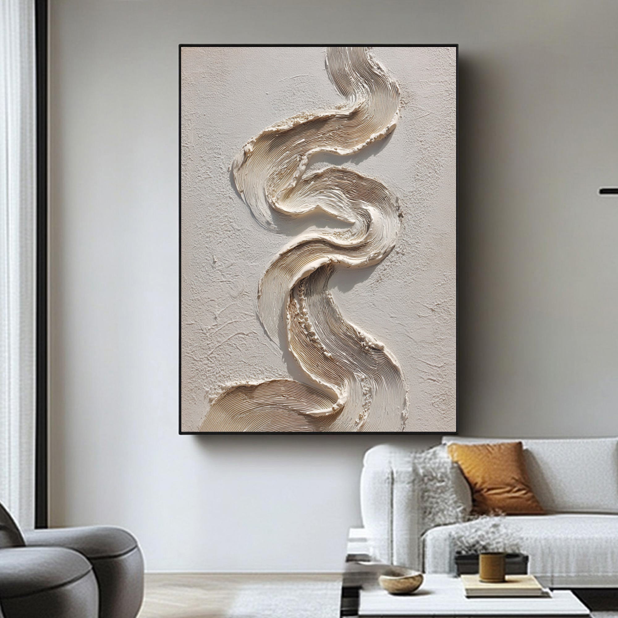 Beige Textured Art--#V005