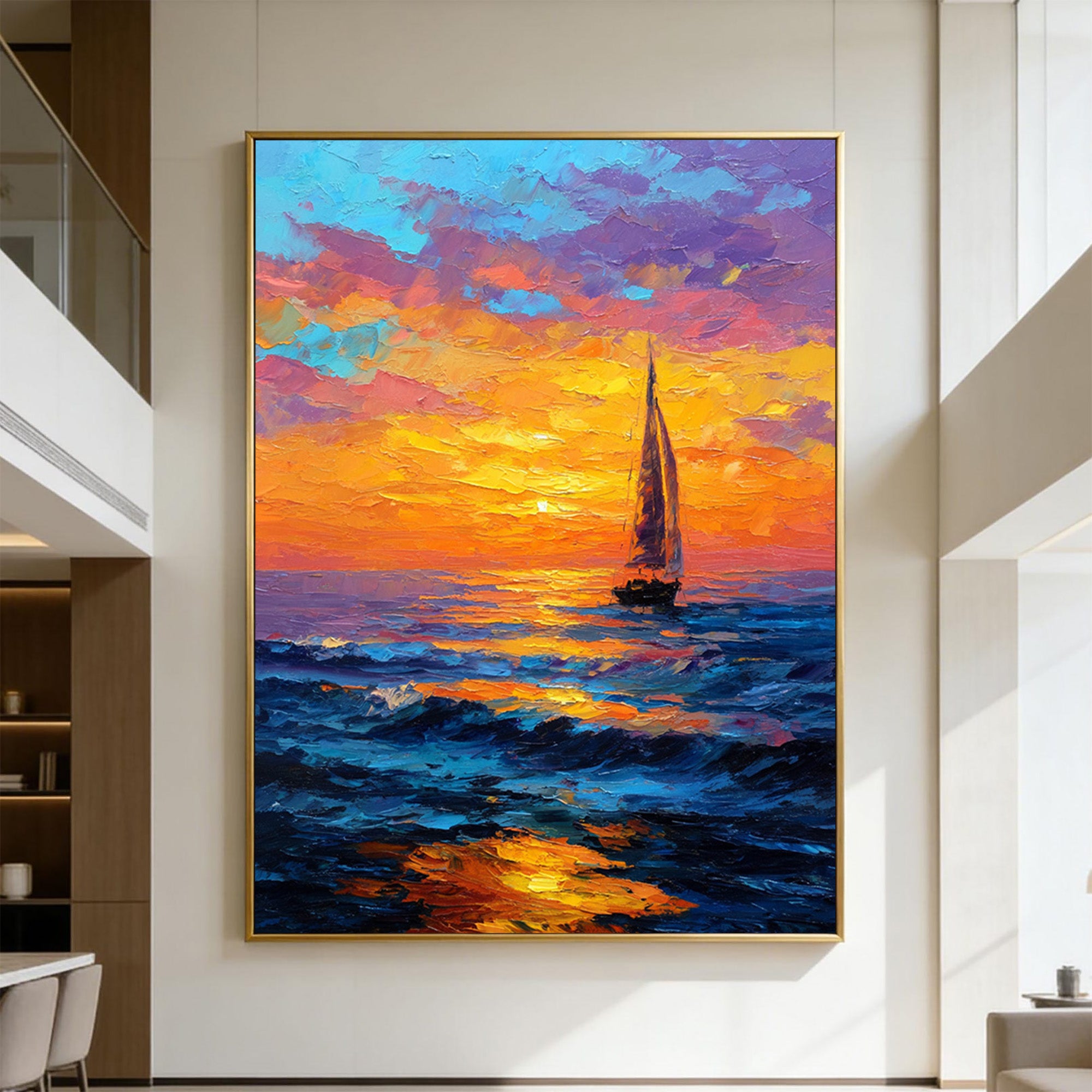 Sunset Sailboat Art-B01