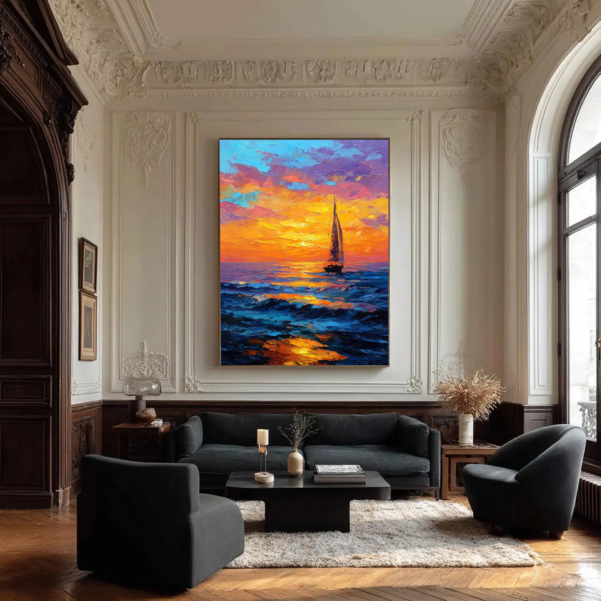 Sunset Sailboat Art-B01