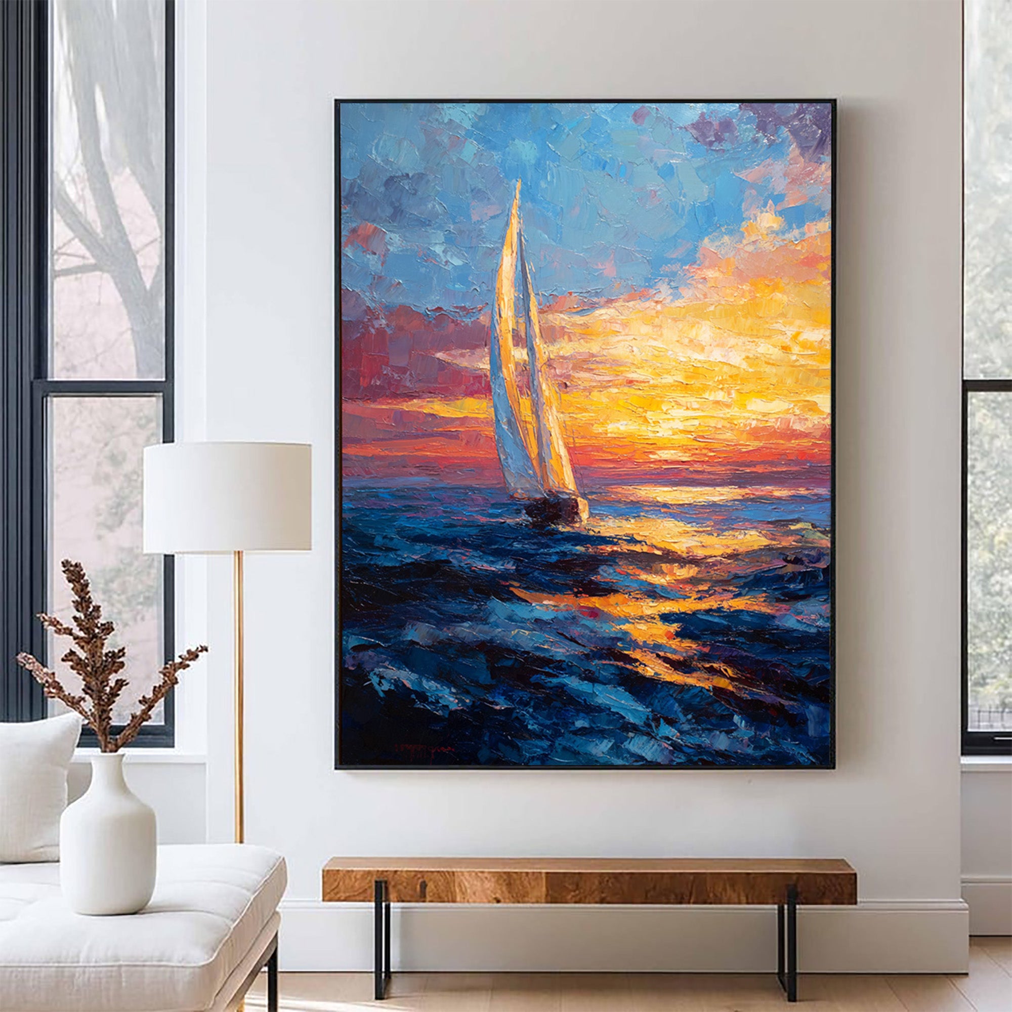 Sunset Sailboat Art-B02
