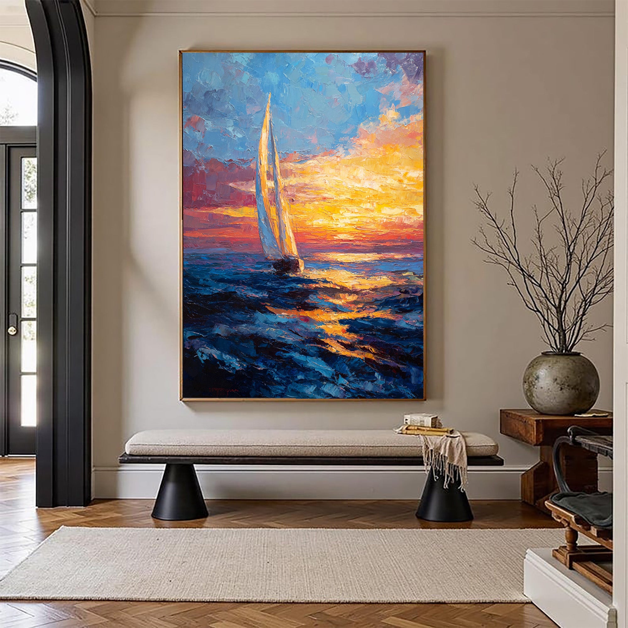 Sunset Sailboat Art-B02
