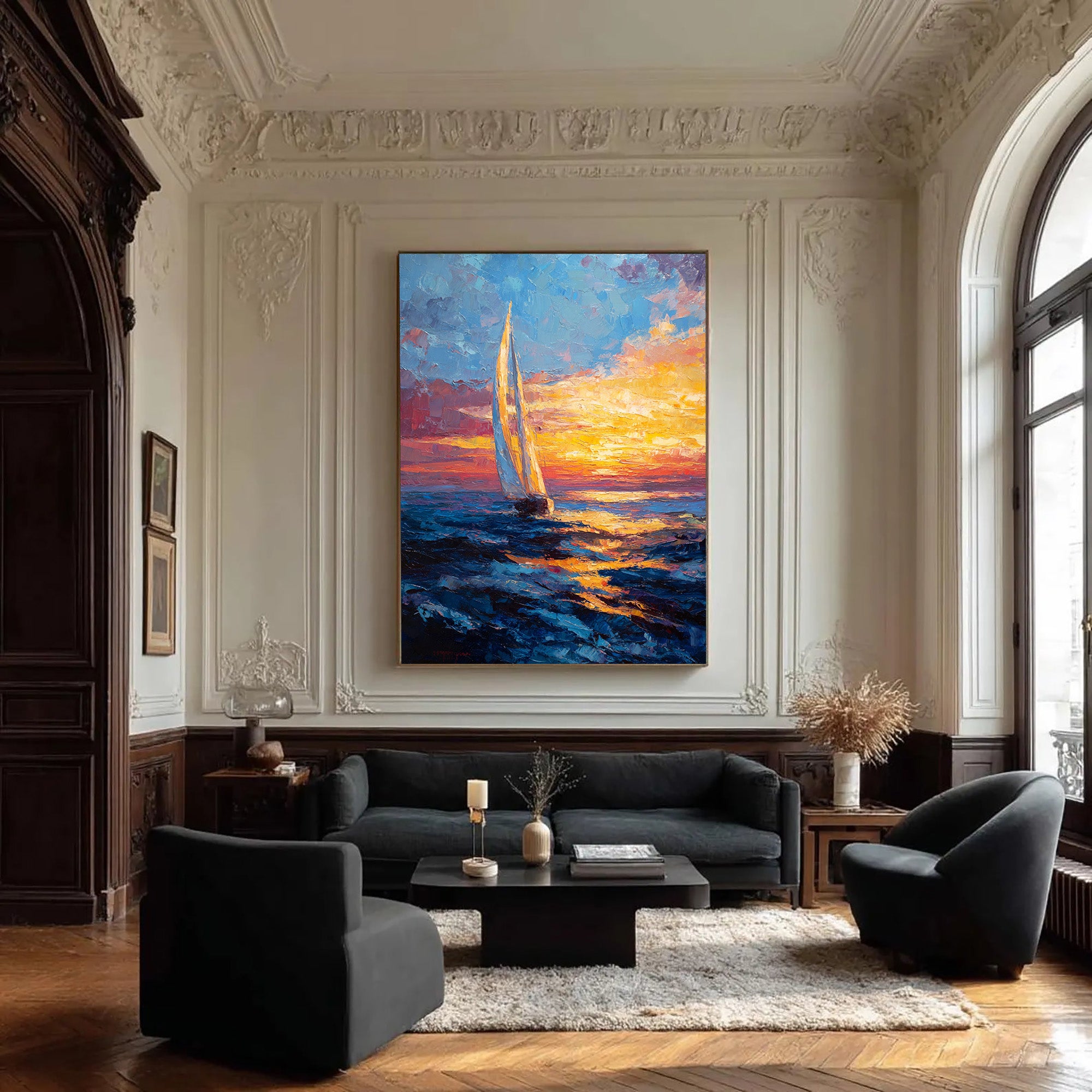 Sunset Sailboat Art-B02