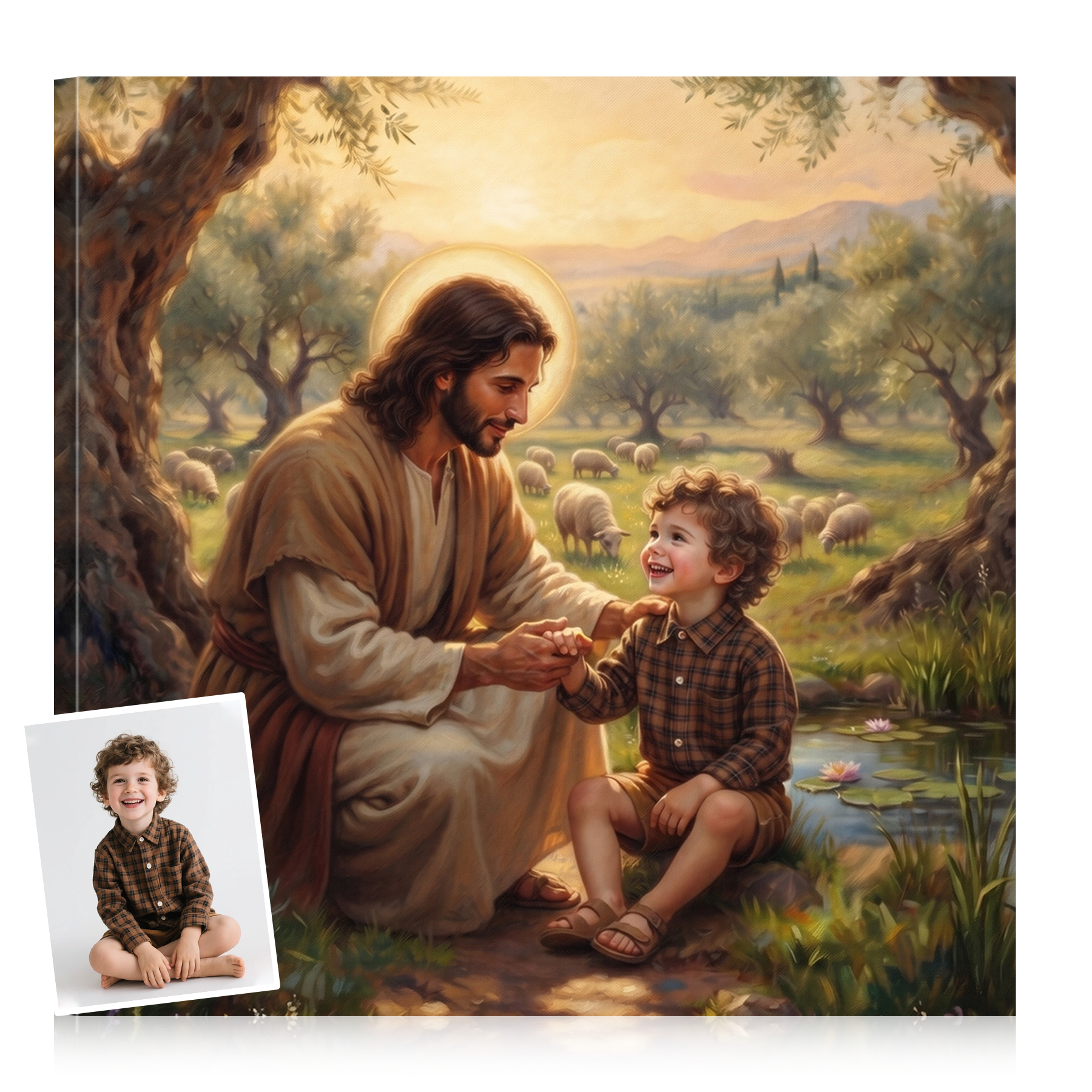 Custom Divine Embrace & Guidance Oil Painting