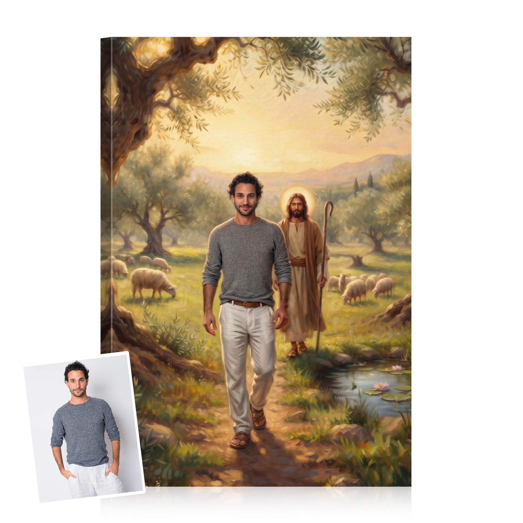 Custom Divine Embrace & Guidance Oil Painting