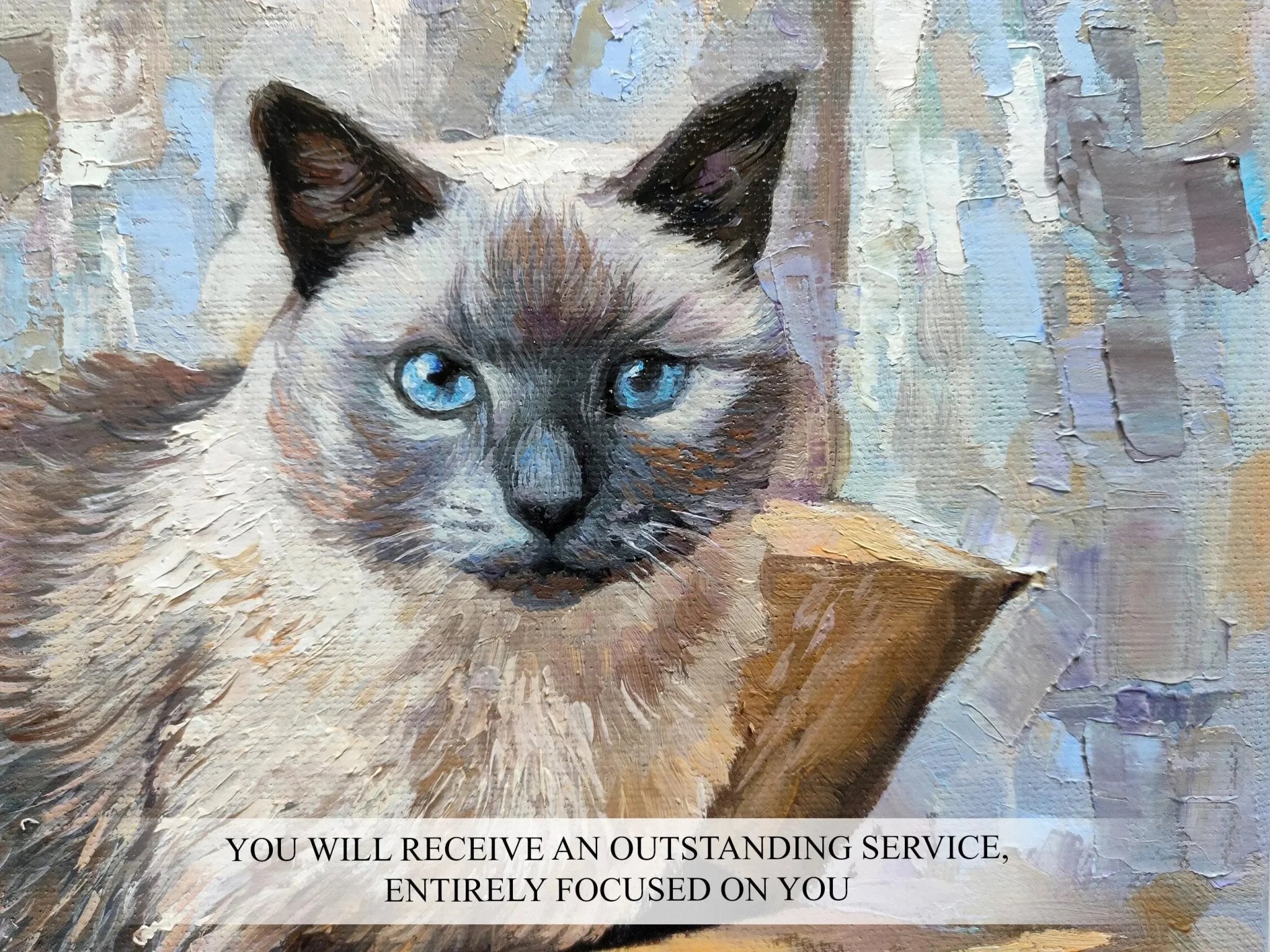 Custom Cat Oil Portrait on Canvas from Photo, Commissioned Wall Art, Cat Memorial Portrait, Pet Loss Gifts - PaintingShack