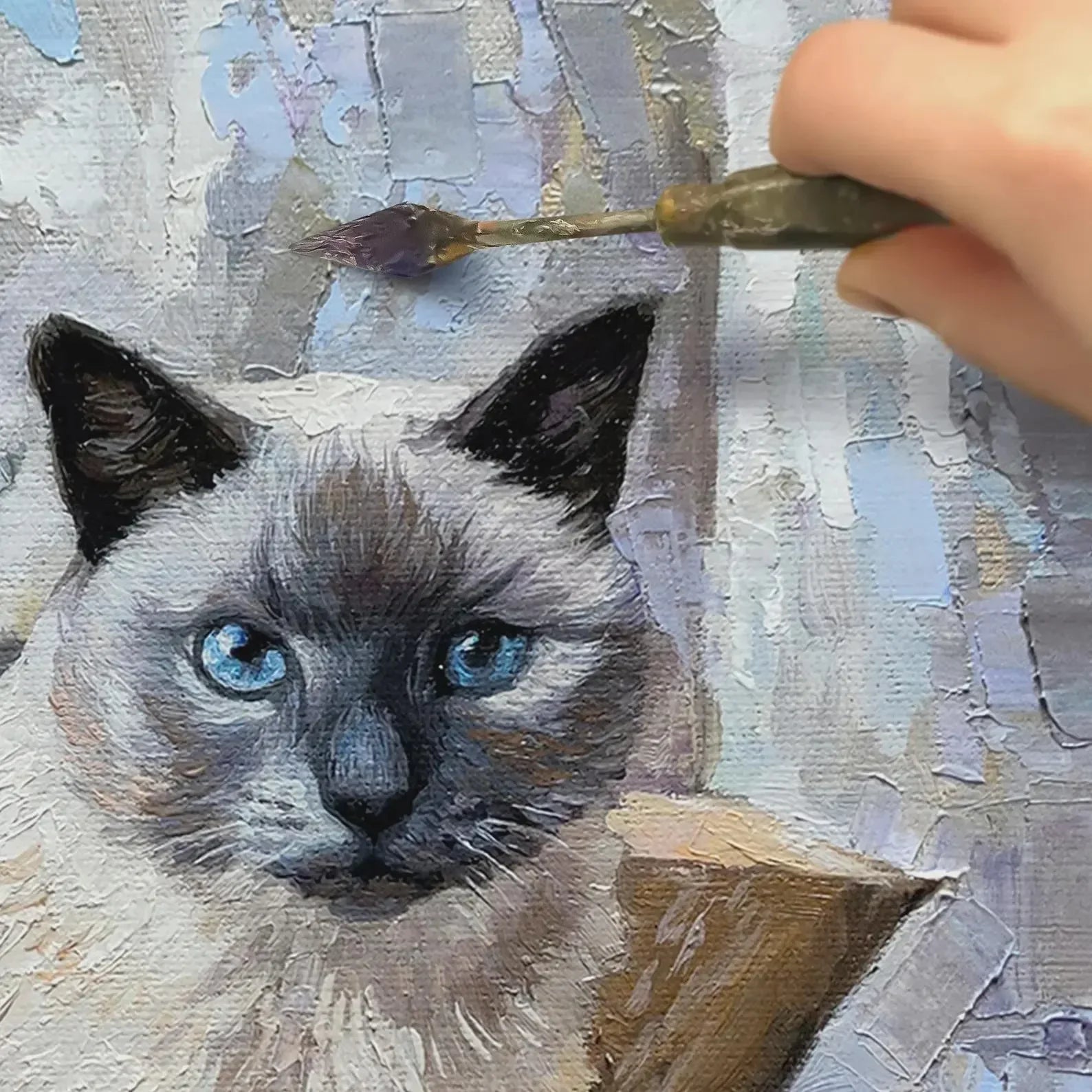 Custom Cat Oil Portrait on Canvas from Photo, Commissioned Wall Art, Cat Memorial Portrait, Pet Loss Gifts - PaintingShack