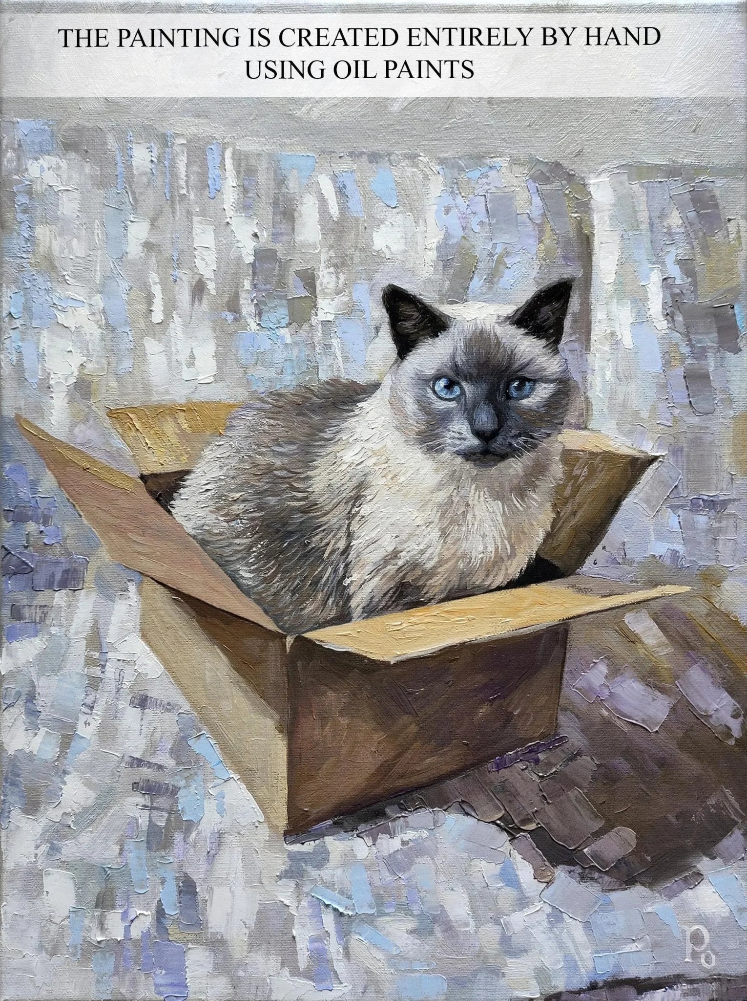 Custom Cat Oil Portrait on Canvas from Photo, Commissioned Wall Art, Cat Memorial Portrait, Pet Loss Gifts - PaintingShack