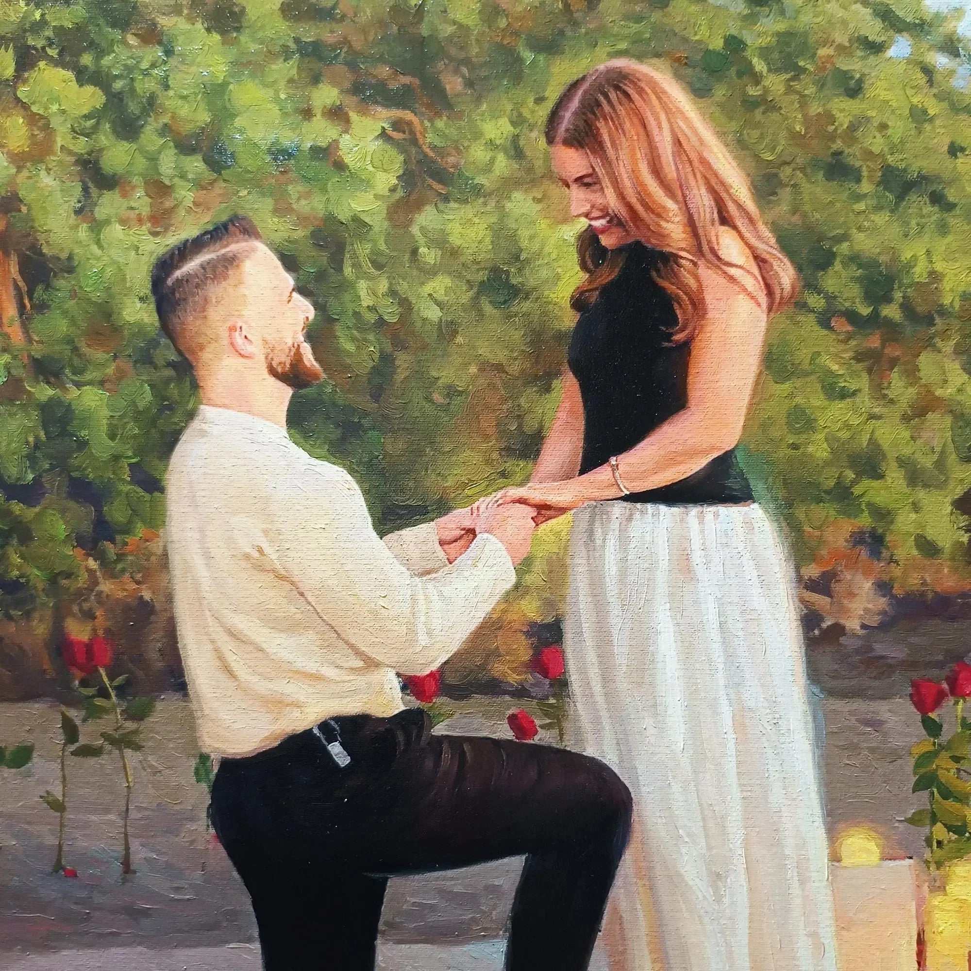 Custom Couple Oil Painting on Canvas, Romantic Valentines Day Gift - PaintingShack