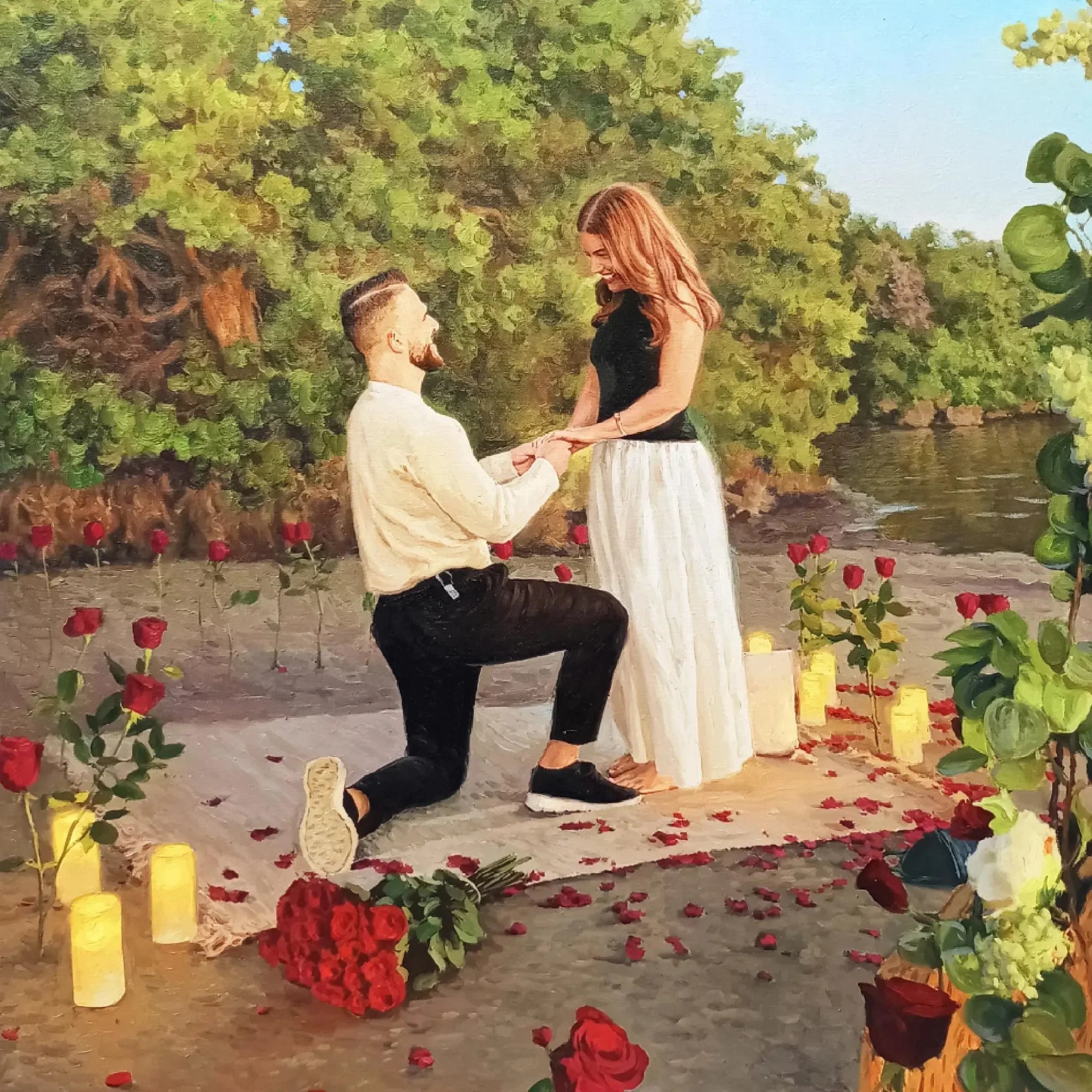 Custom Couple Oil Painting on Canvas, Romantic Valentines Day Gift - PaintingShack