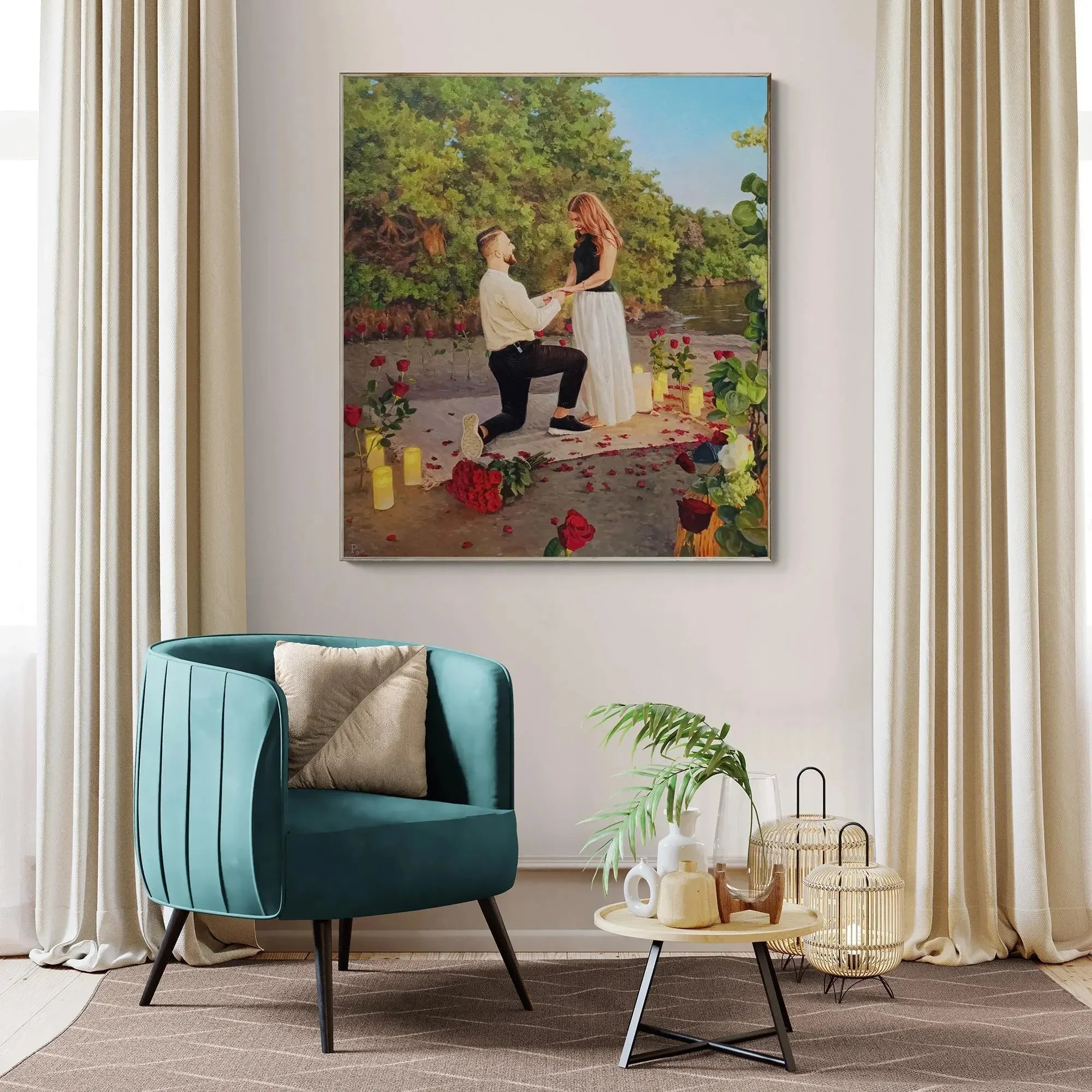 Custom Couple Oil Painting on Canvas, Romantic Valentines Day Gift - PaintingShack
