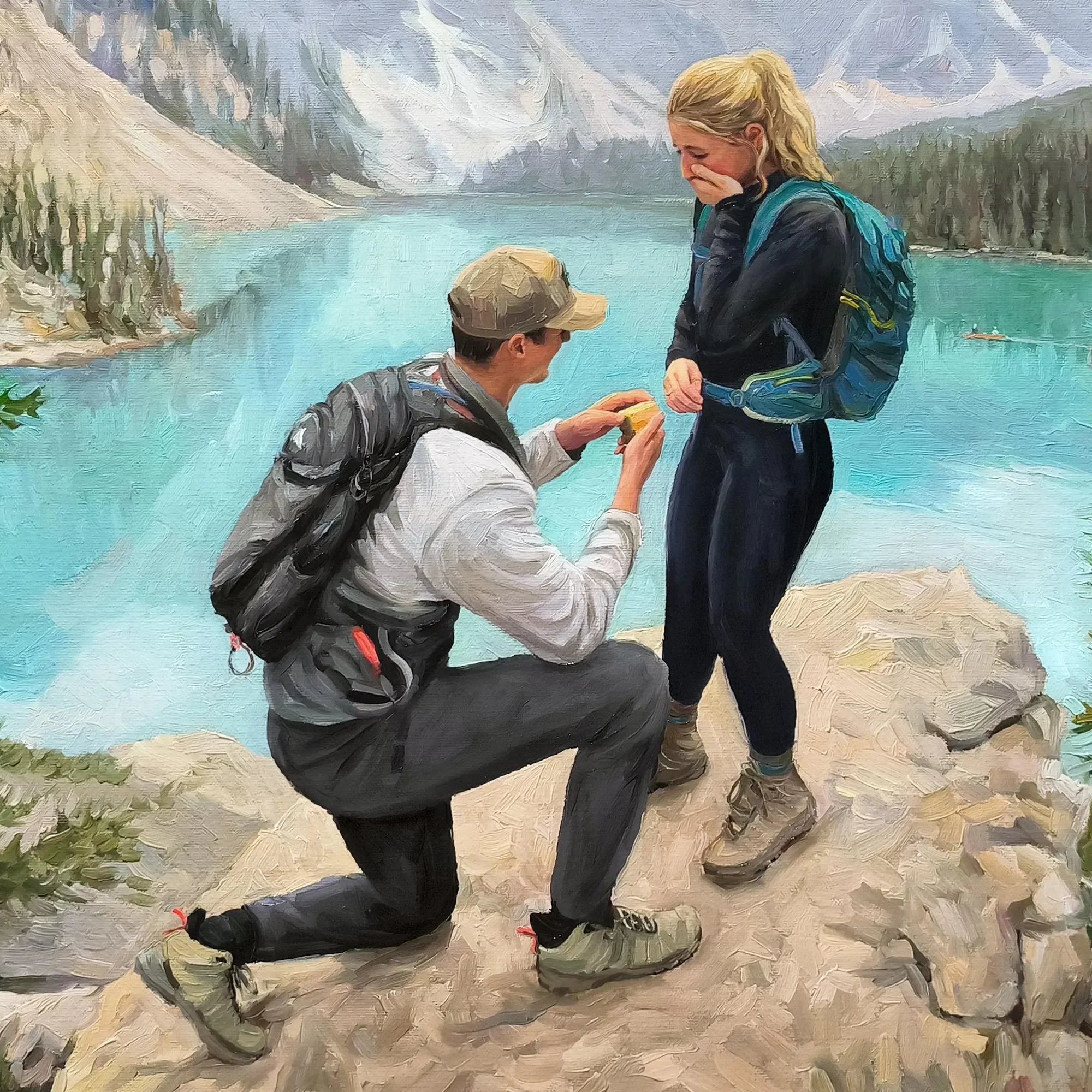 Custom Couple Portrait, Painting From Photo on Canvas, Proposal Oil Painting, Engagement Commission Art, Valentines Day Gif - PaintingShack