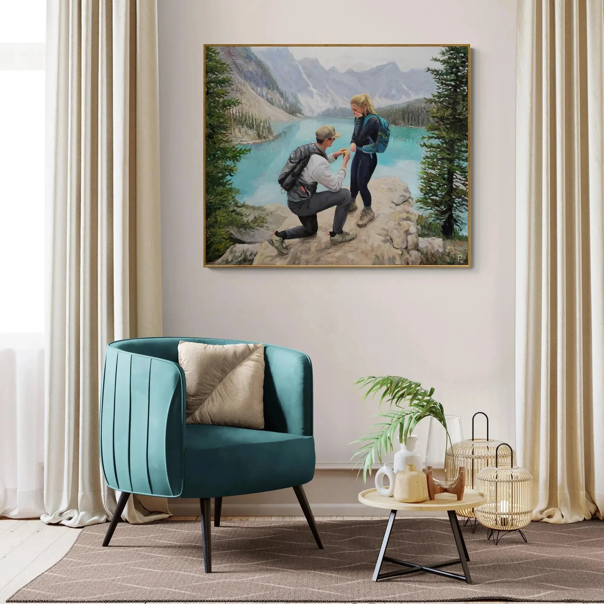 Custom Couple Portrait, Painting From Photo on Canvas, Proposal Oil Painting, Engagement Commission Art, Valentines Day Gif - PaintingShack