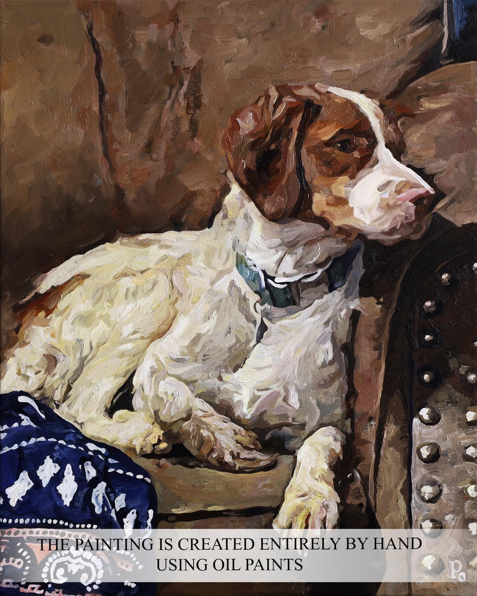 Custom Dog Oil Portrait on Canvas from Photo, Commissioned Wall Art, Dog Memorial Portrait, Pet Loss Gifts - PaintingShack