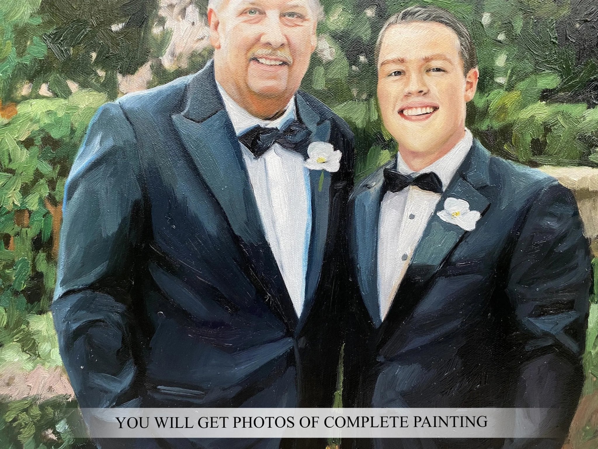 Custom Father Oil Painting on Canvas from Photo, Commission Loss of Father Wall Art Portrait Personalized Dad Memorial Gift - PaintingShack