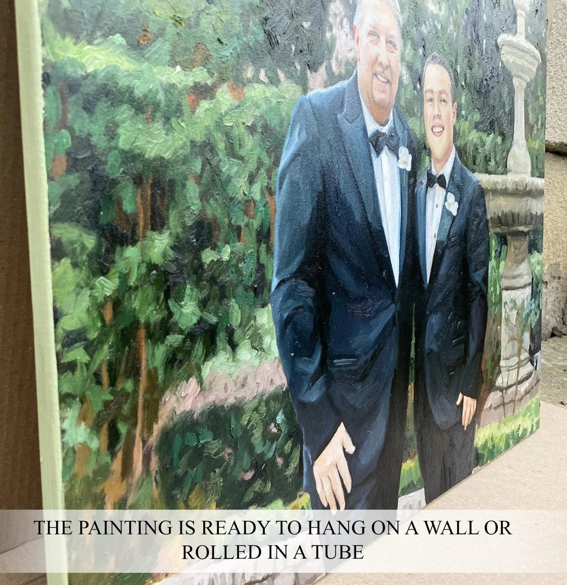 Custom Father Oil Painting on Canvas from Photo, Commission Loss of Father Wall Art Portrait Personalized Dad Memorial Gift - PaintingShack