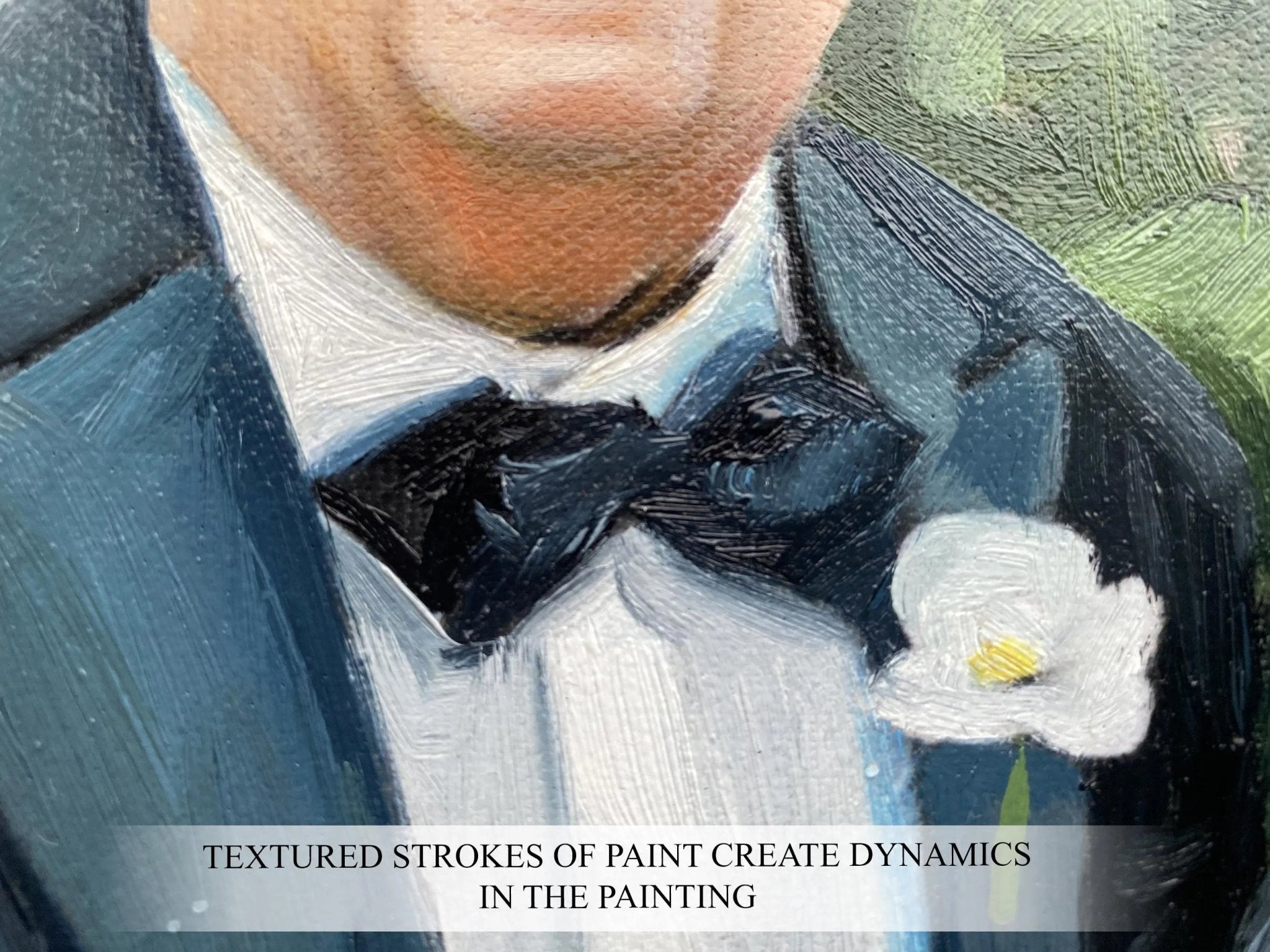 Custom Father Oil Painting on Canvas from Photo, Commission Loss of Father Wall Art Portrait Personalized Dad Memorial Gift - PaintingShack