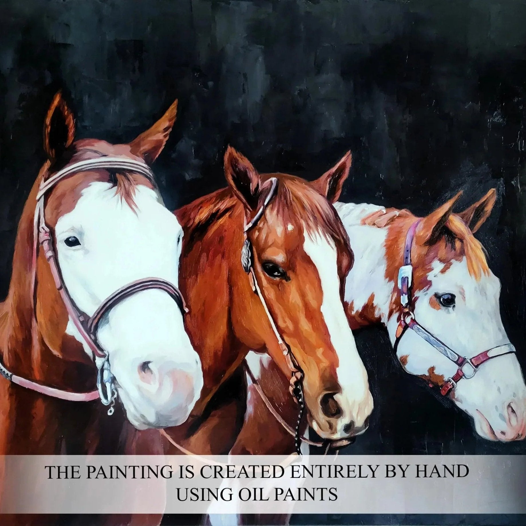 Custom Horse Oil Painting on Canvas from Photo, Equine Commission Wall Art Portrait, Horse Memorial Gift - PaintingShack