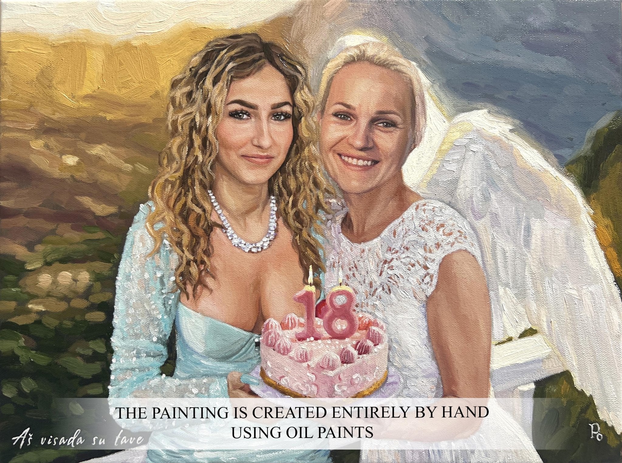 Custom Mother Oil Portrait on Canvas from Photo, Commission Wall Art Mom Portrait Painting, Personalized Birthday Gift - PaintingShack