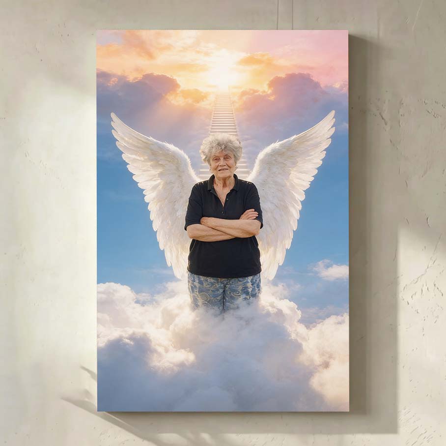 Personalized Heavenly Guardian Portrait Canvas | Watching Over You