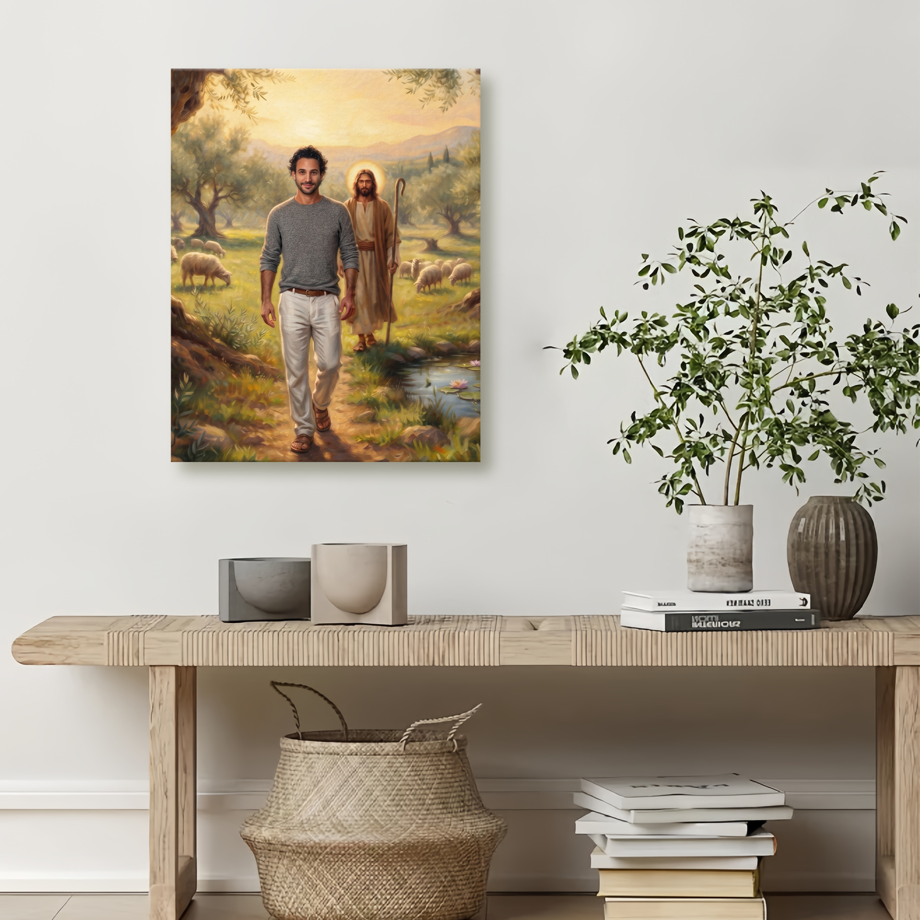Custom Divine Embrace & Guidance Oil Painting