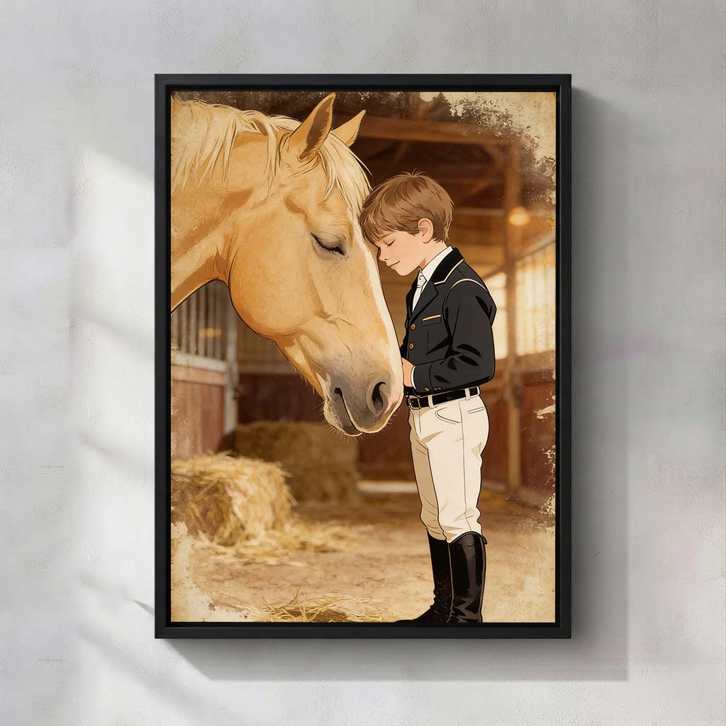 Personalized Equestrian Portrait Canvas | The Bond of Rider & Spirit
