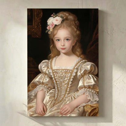 Personalized Renaissance & Baroque Queen Canvas | Regal Crown & Floral Masterpiece