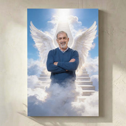 Personalized Heavenly Guardian Portrait Canvas | Watching Over You