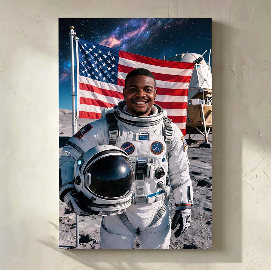Personalized Astronaut Portrait Canvas | Epic Space & Lunar Explorer