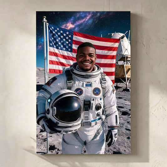 Personalized Astronaut Portrait Canvas | Epic Space & Lunar Explorer