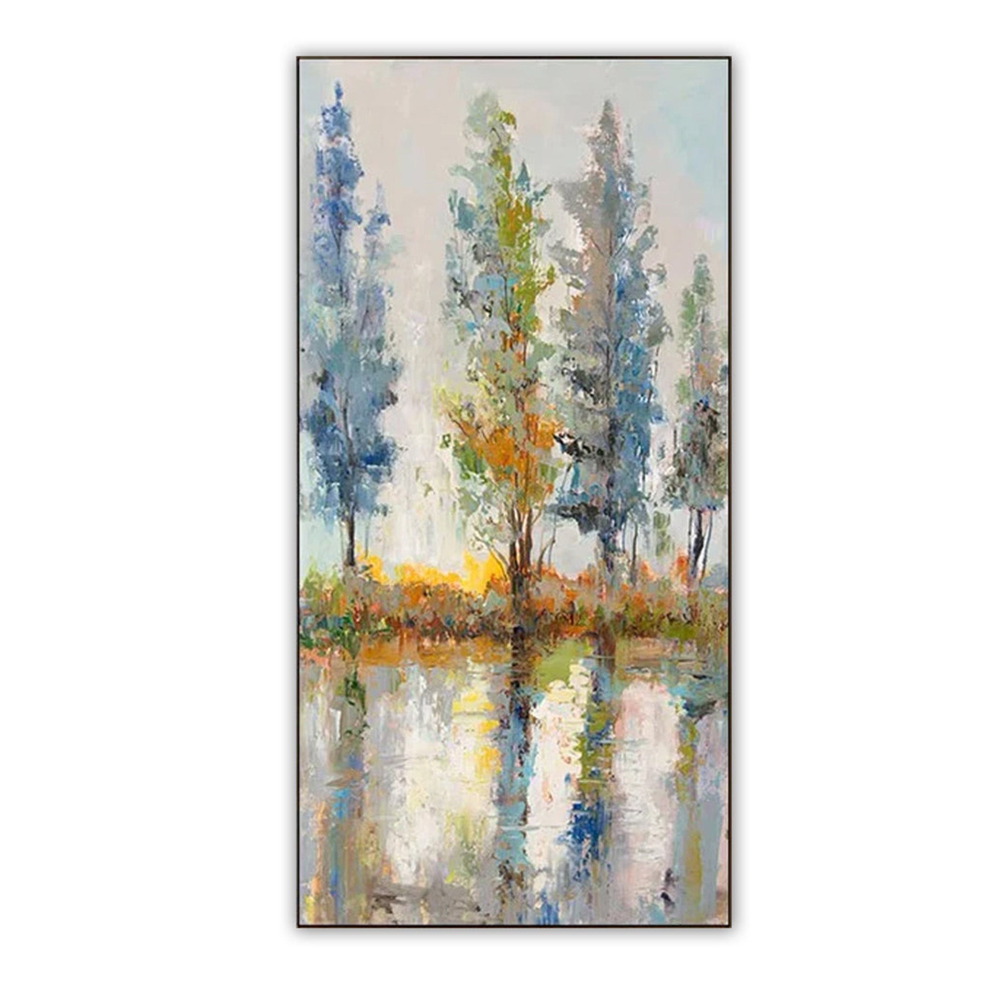 Abstract Tree Landscape Oil Painting,Modern Colorful Home Decor
