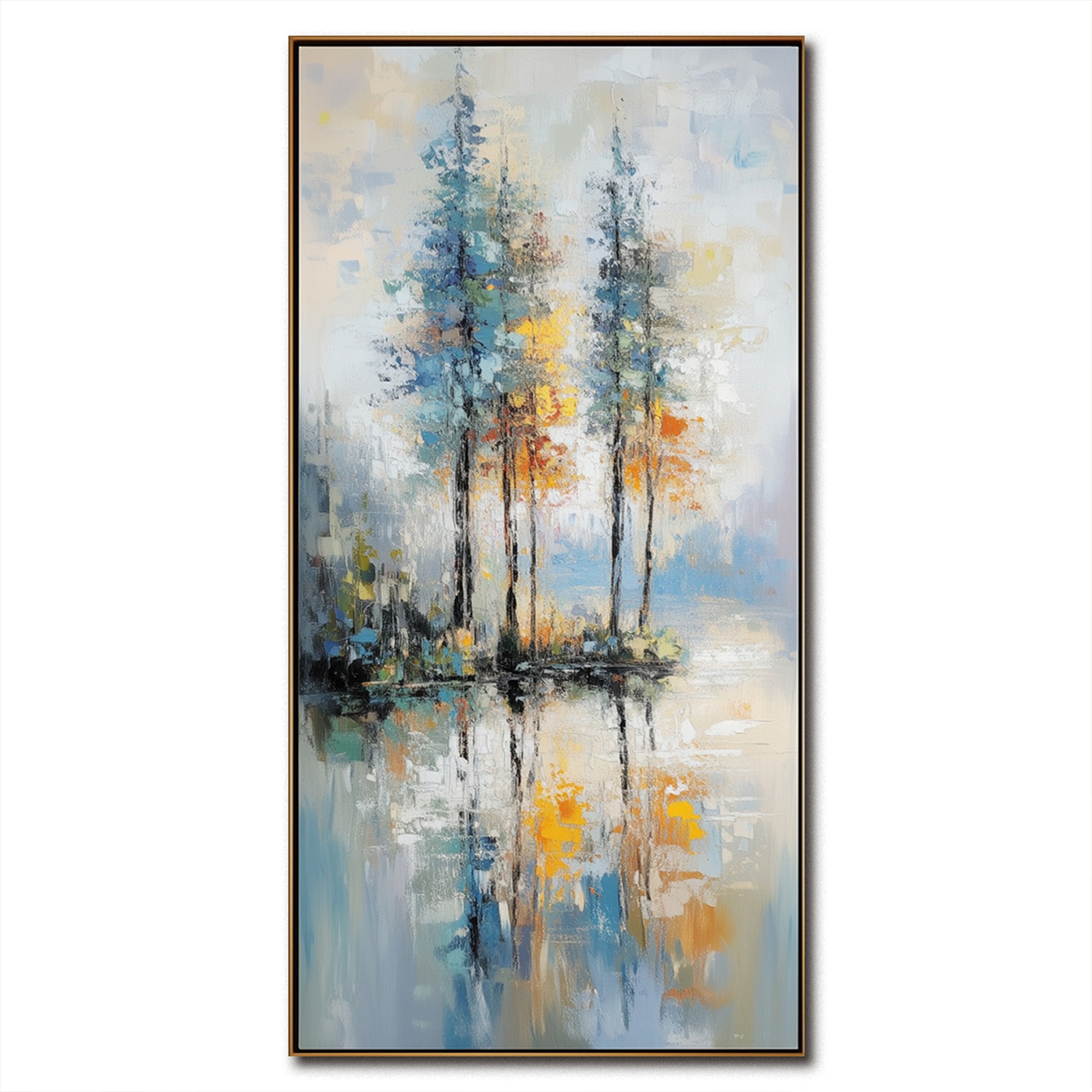 Large Abstract Landscape Oil Painting:Tree Textured Art