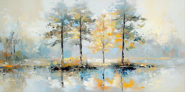Minimalist Tree Landscape Painting,Handmade Tree Textured Art