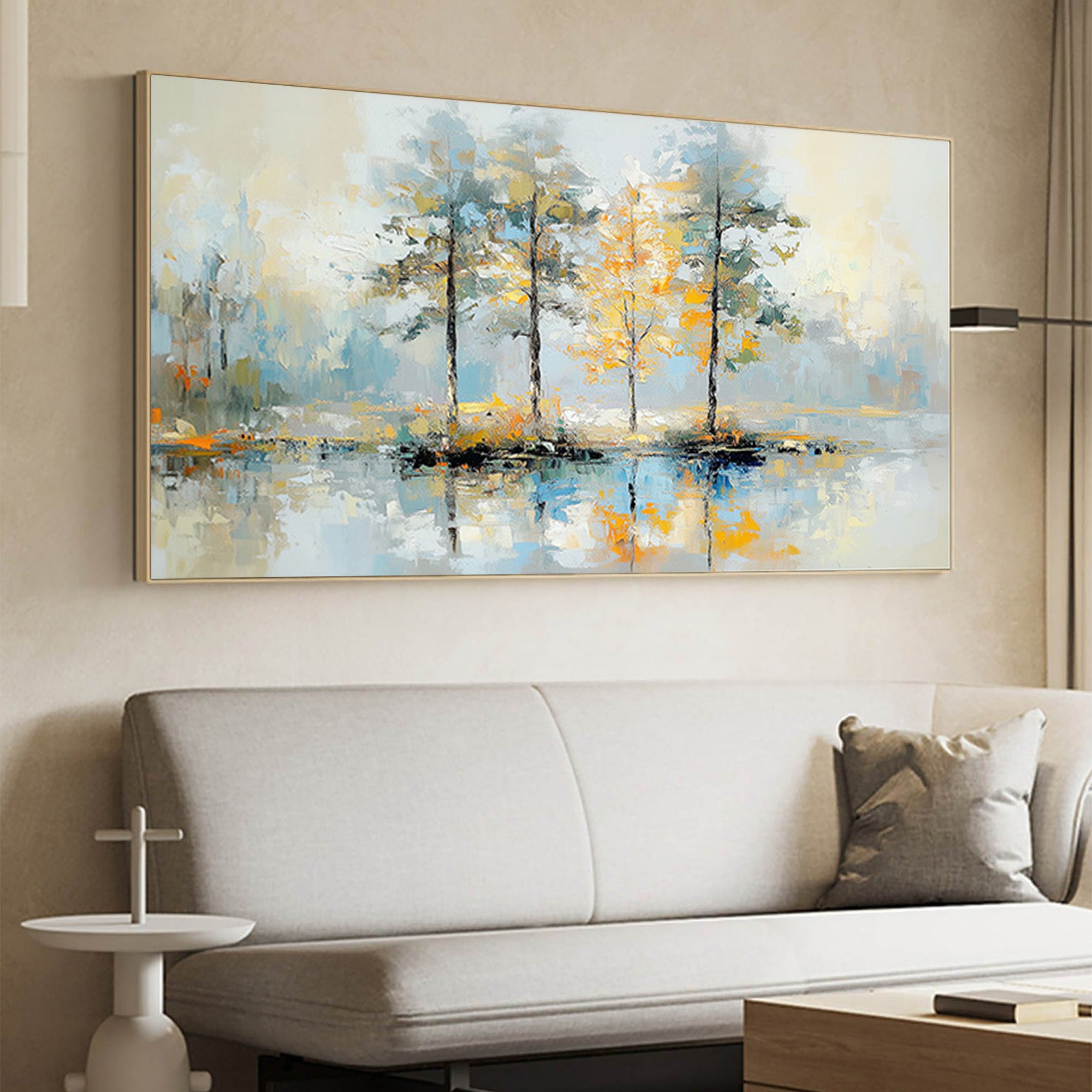 Minimalist Tree Landscape Painting,Handmade Tree Textured Art