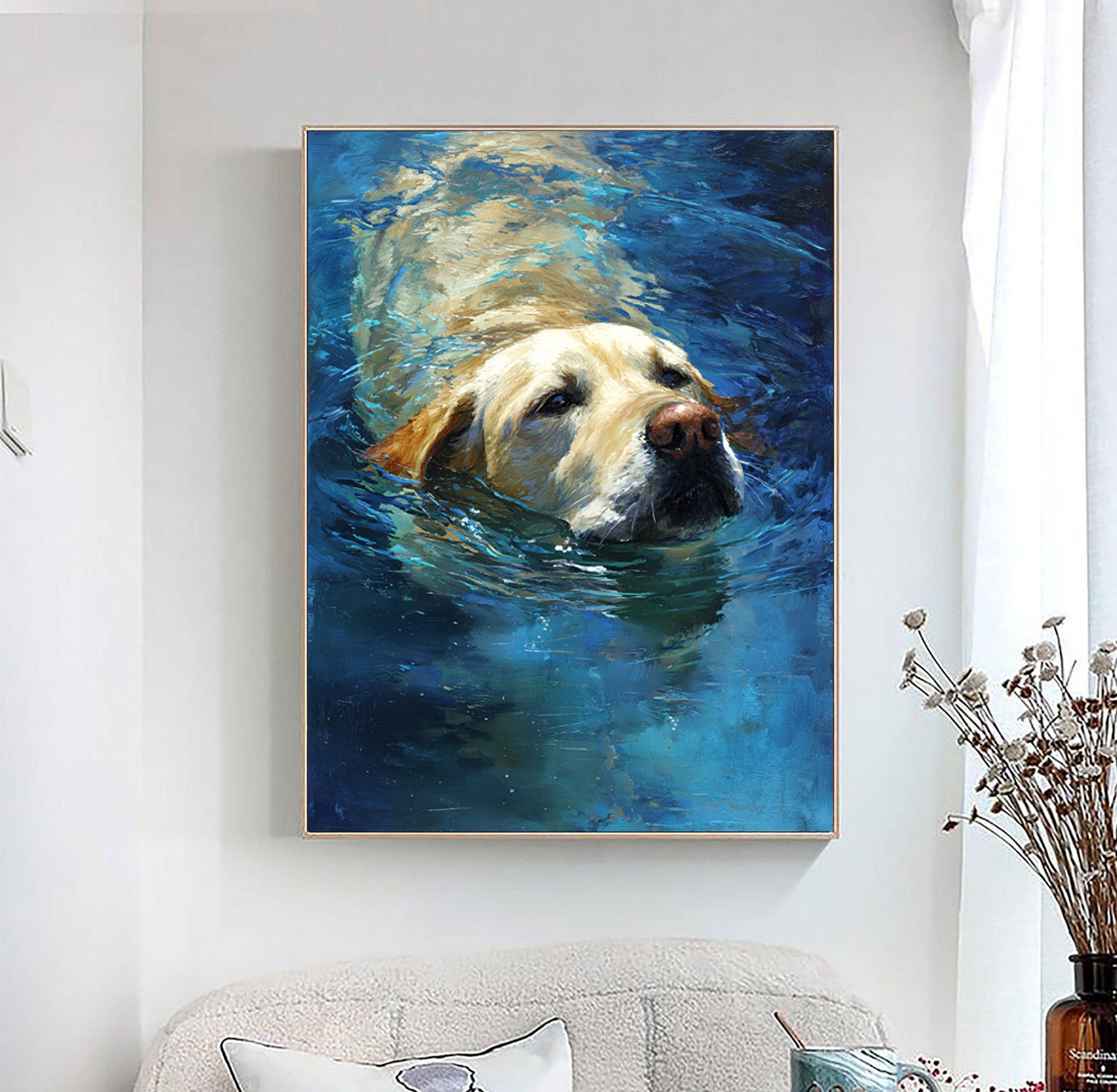 Swimming Dog Canvas Art-G01