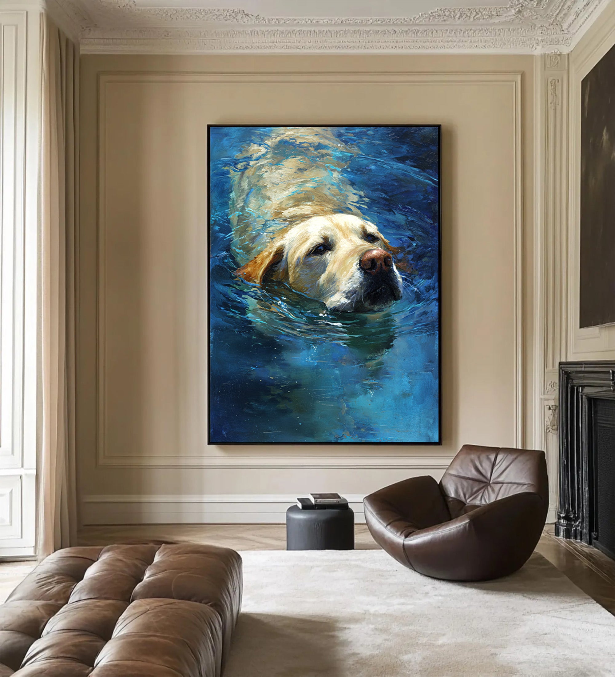 Swimming Dog Canvas Art-G01