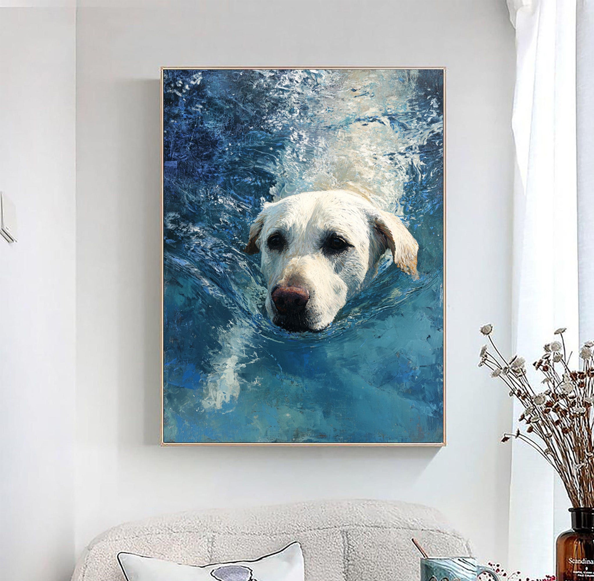 Swimming Dog Canvas Art-G02