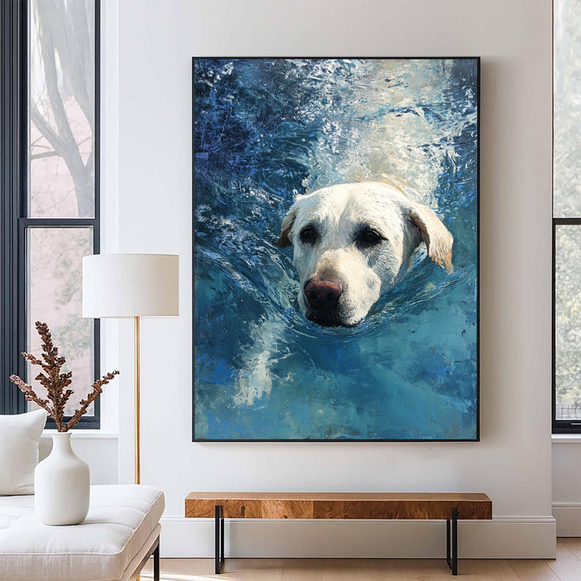 Swimming Dog Canvas Art-G02