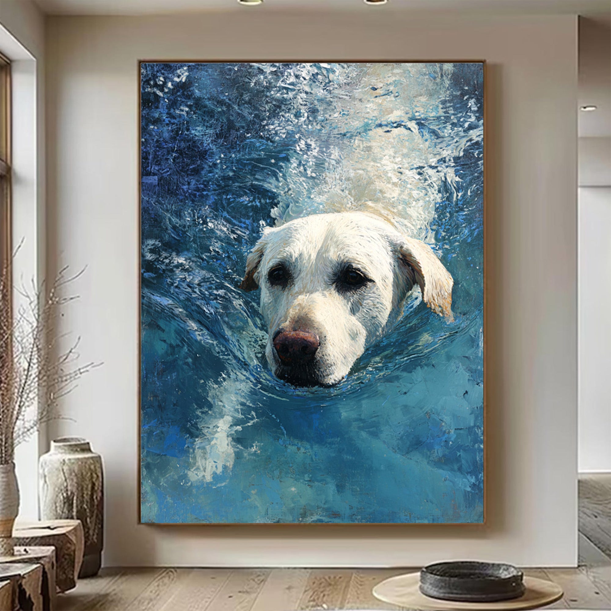 Swimming Dog Canvas Art-G02
