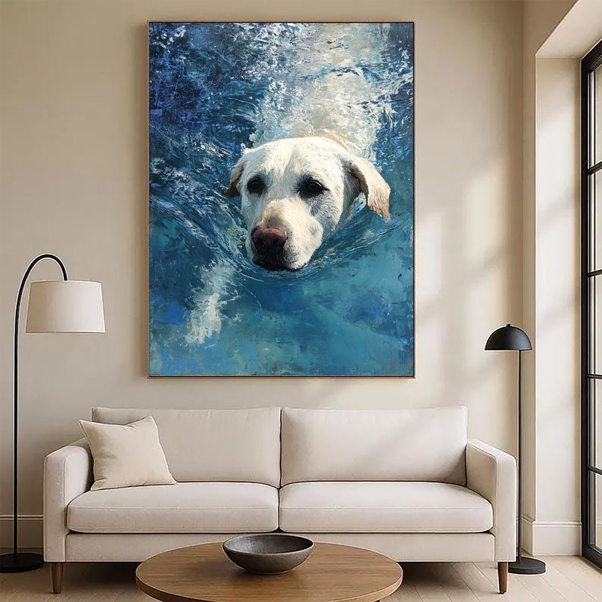 Swimming Dog Canvas Art-G02